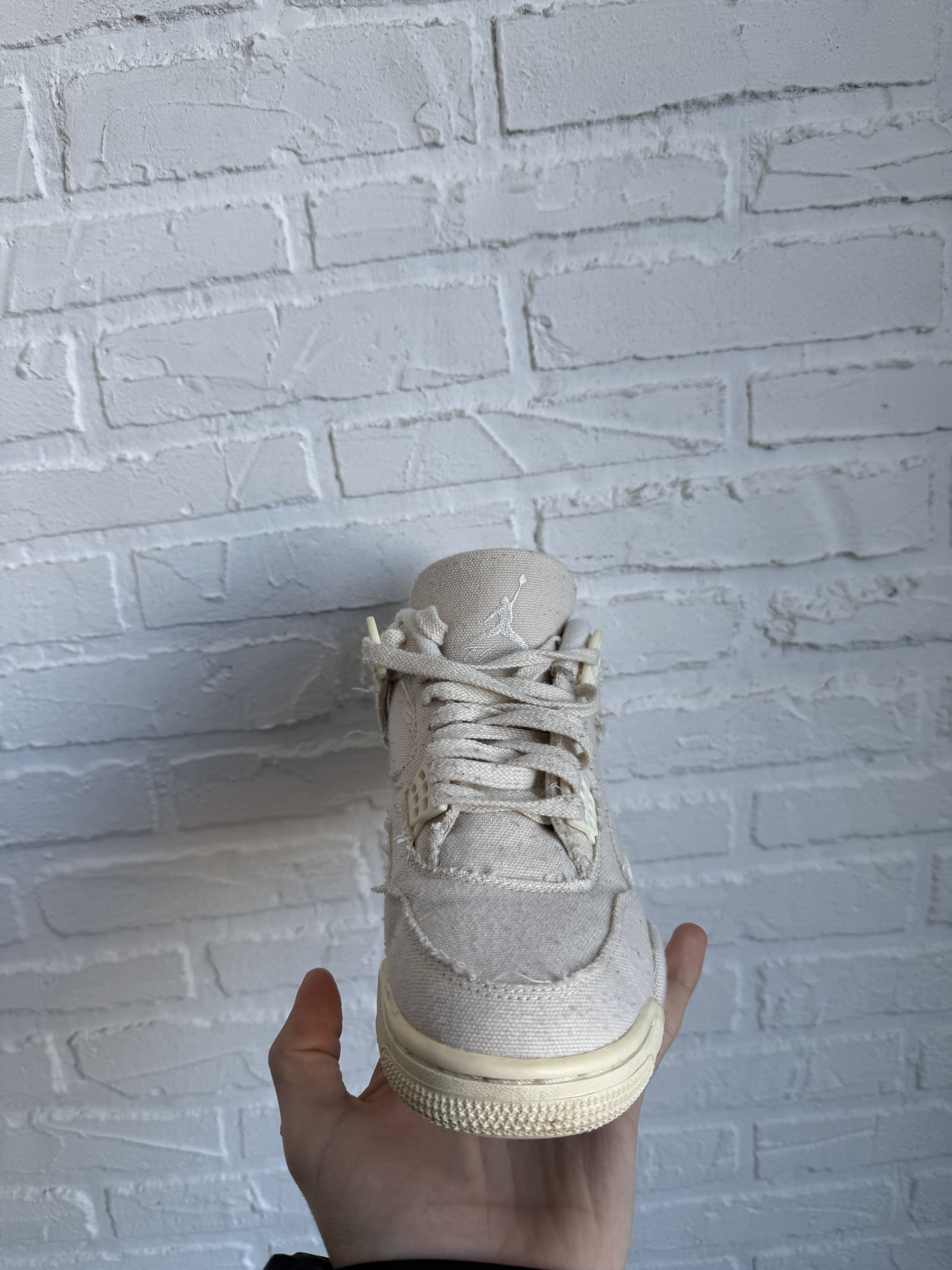Nike Nike Air Jordan 4 Sail Blank Canvas Cement Grey Size US 6.5 / IT 36.5 - 5 Thumbnail