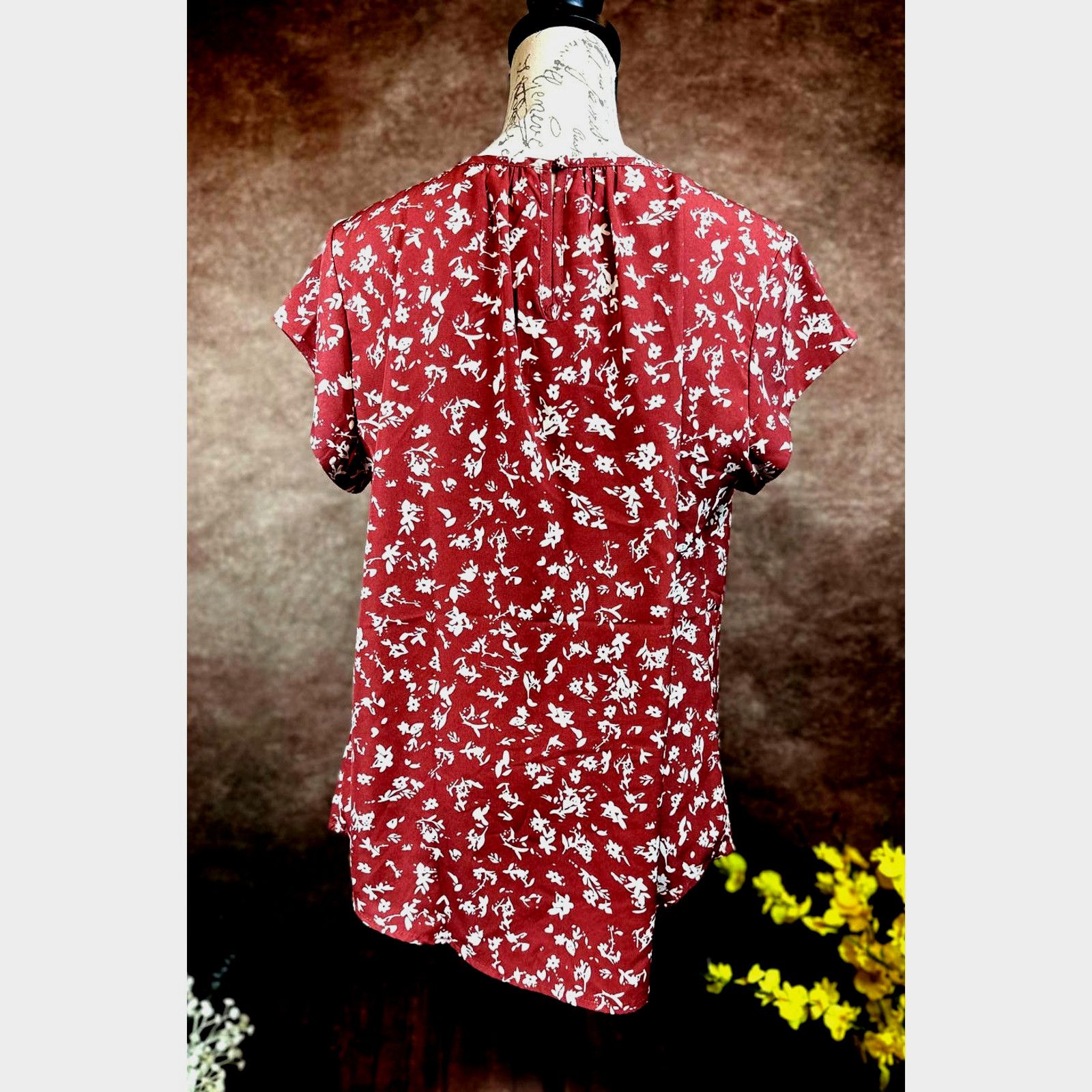 Other Monday Fun Kaden Pleated Cap Sleeve Blouse Rust/Cream M Size M / US 6-8 / IT 42-44 - 7 Thumbnail