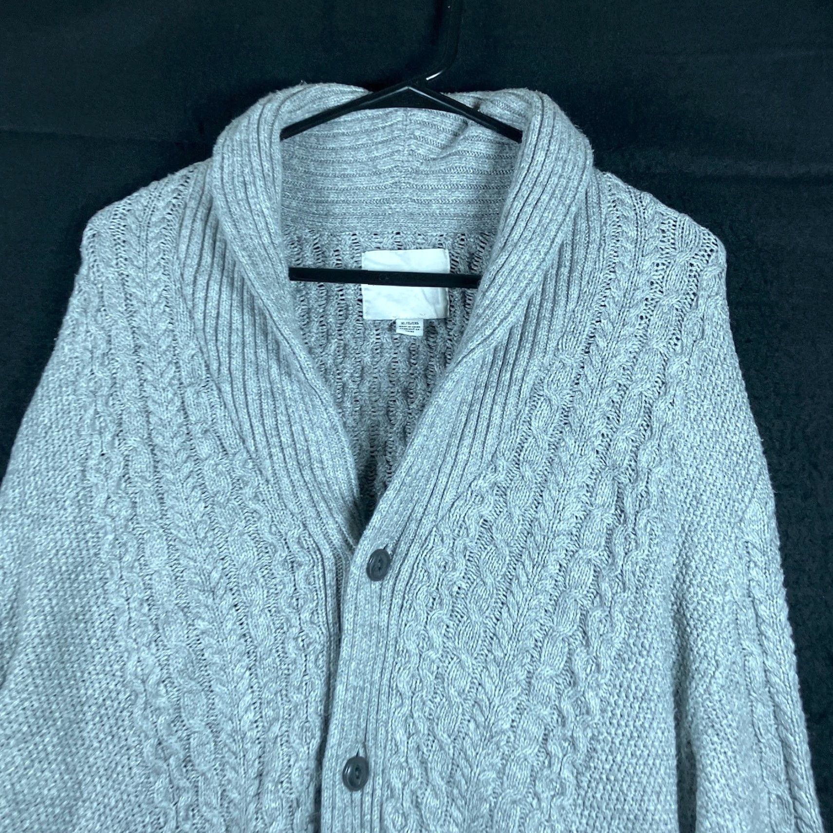 Vintage American Eagle Sweater Gray Button Front Shawl Knit Cotton Blend XL Mens Cardigan Casual Winter Fall Spring 3-Button IGW Size US XL / EU 56 / 4 - 2 Thumbnail