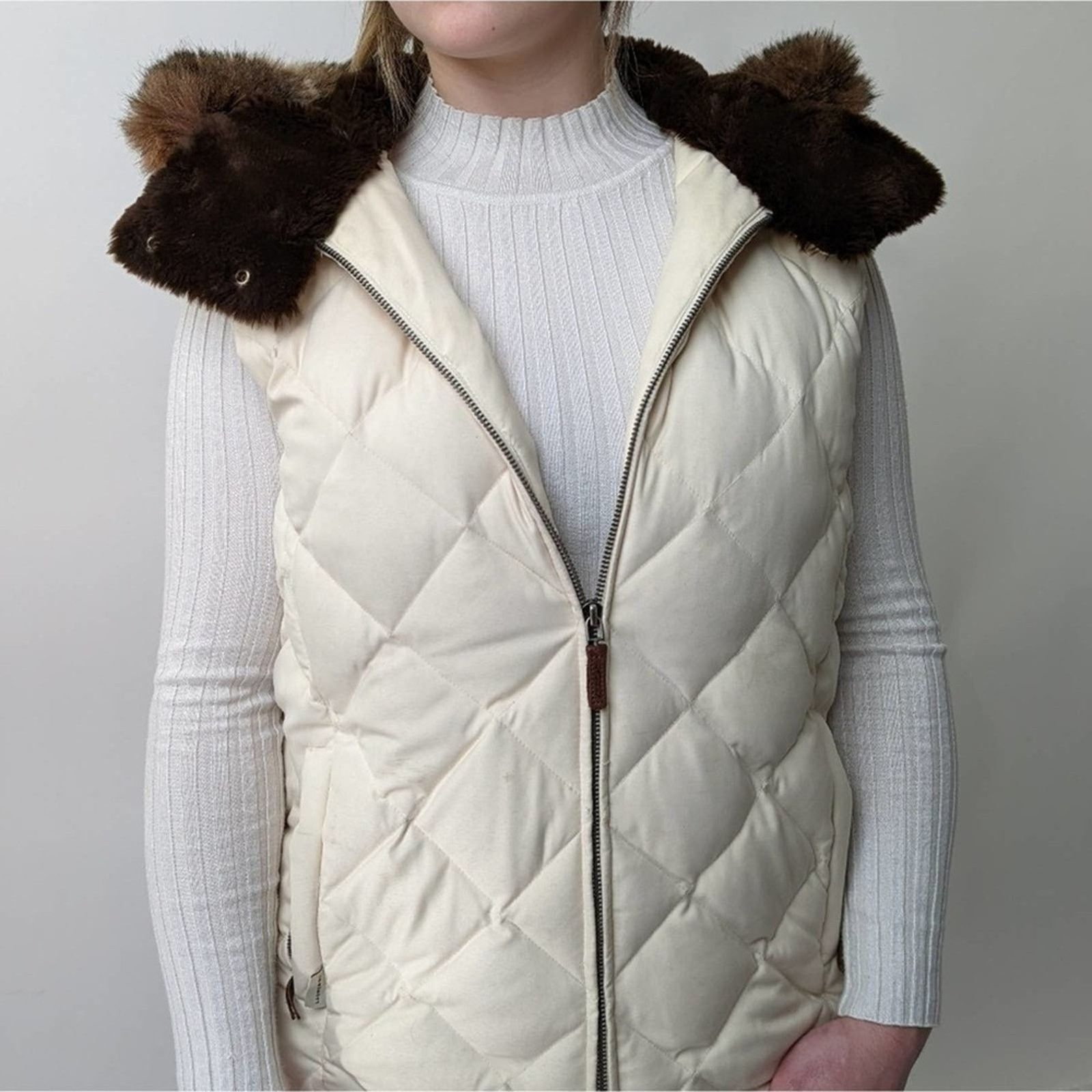 Lauren Ralph Lauren Lauren Ralph Lauren Creamy Quilted Hooded Puffer Vest Size S / US 4 / IT 40 - 5 Thumbnail