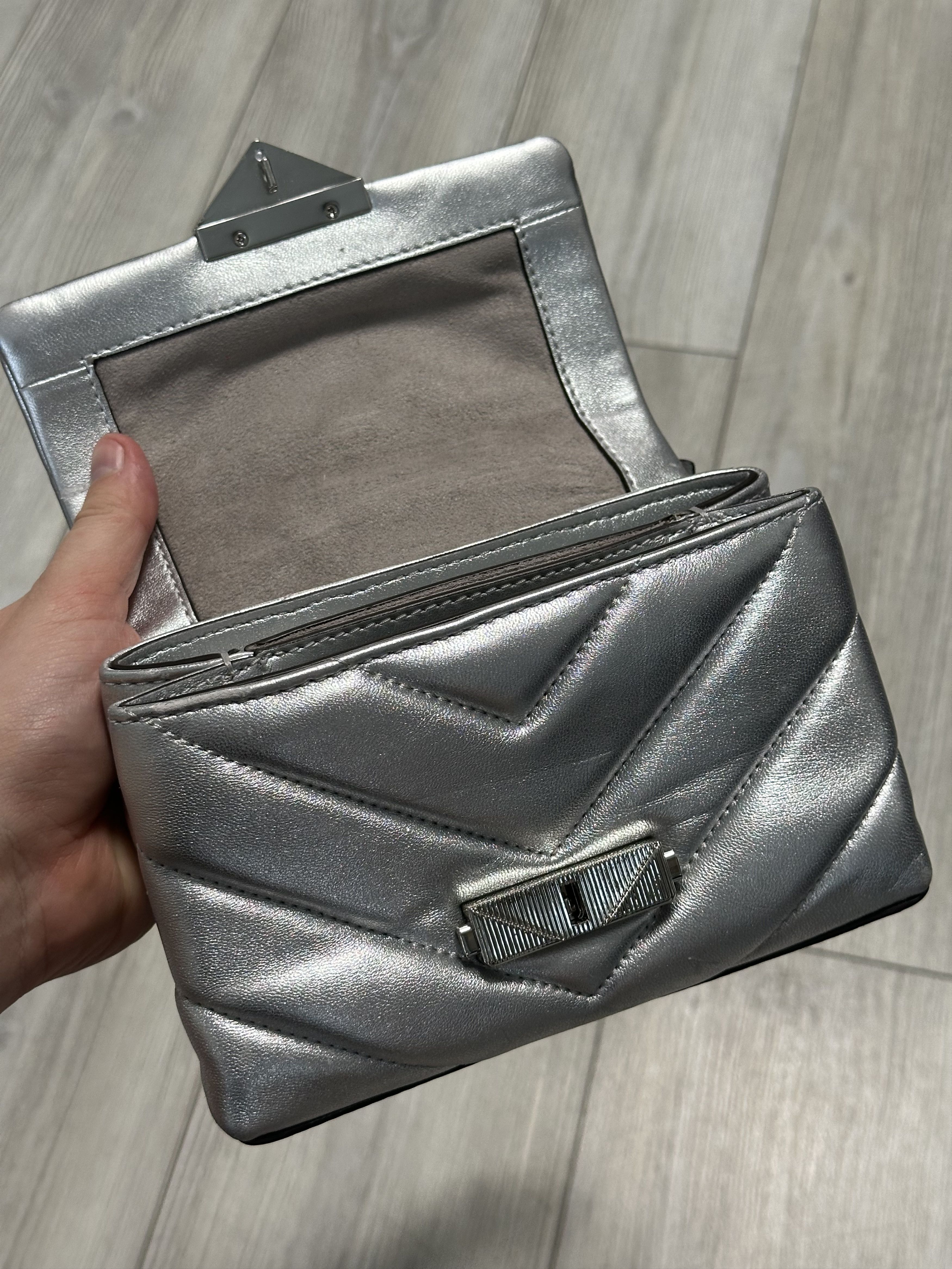 Michael Kors Michael Kors Small Leather Crossbody Bag Silver Handbag Bag Size ONE SIZE - 8 Thumbnail
