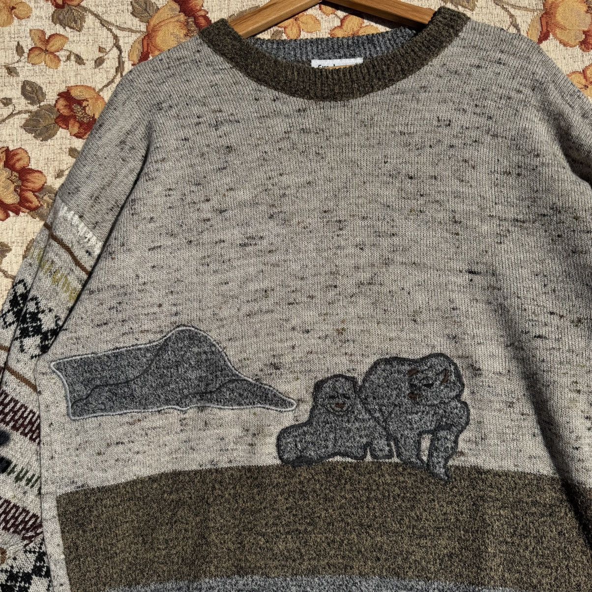 Japanese Brand × Vintage Vintage Embroidered Polar Bear Eclectic Sweater Wool cute Size US L / EU 52-54 / 3 - 2 Thumbnail