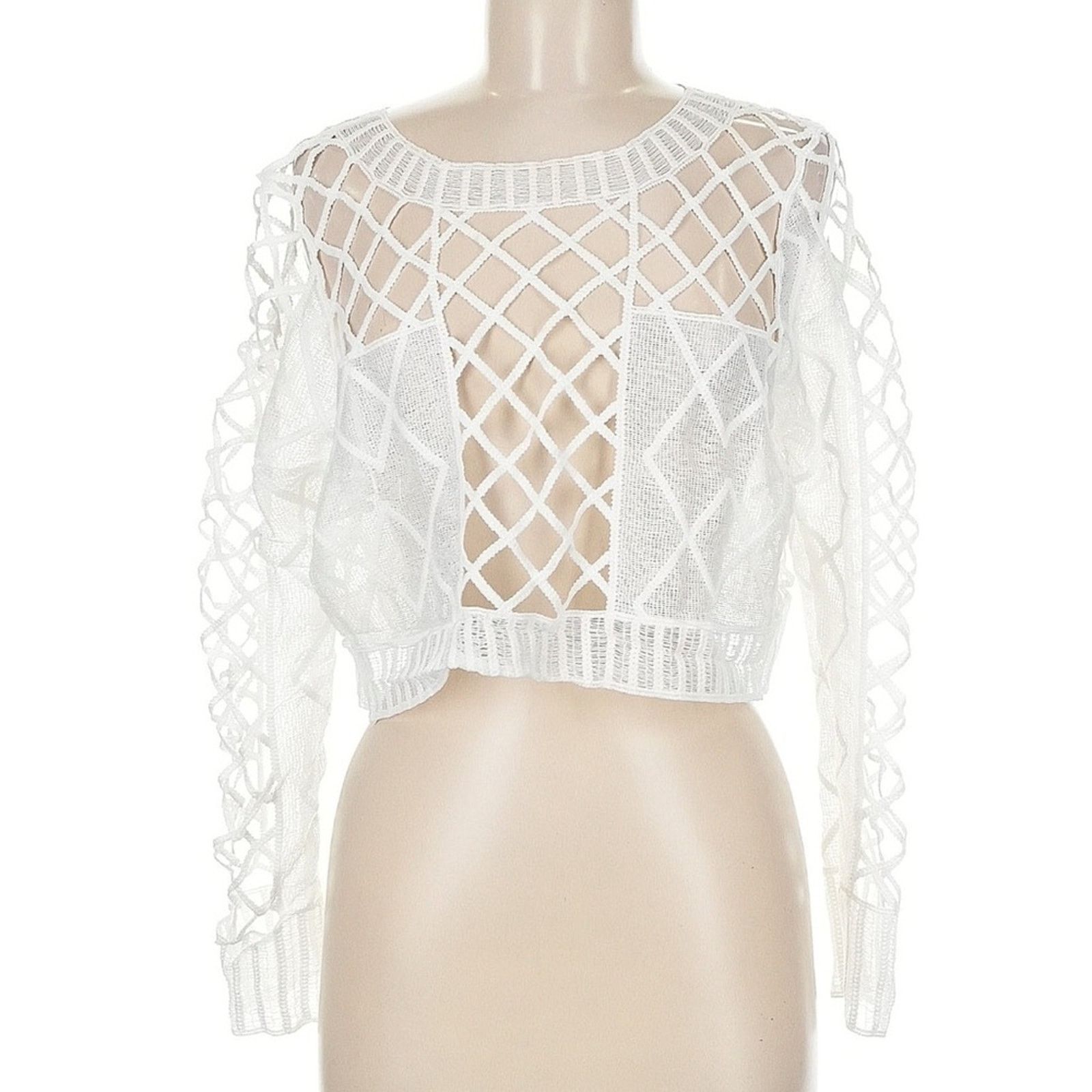 LOLA + SOPHIE NWT Lola X LF White Mesh Crop Top Size S / US 4 / IT 40 - 1 Thumbnail
