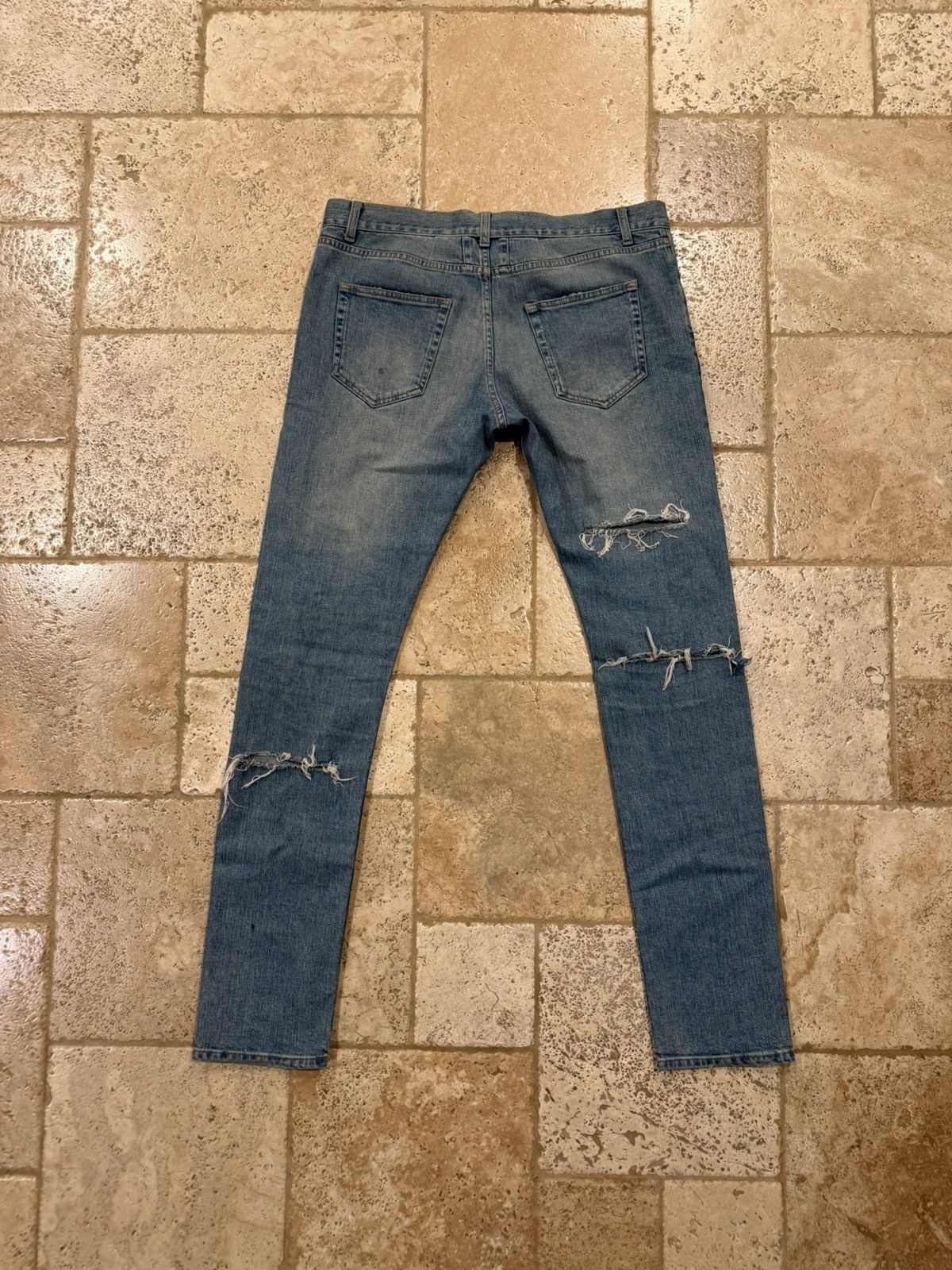 Saint Laurent Paris Saint Laurent x Hedi FW14 Knee Cut Slit Blue Wash D02 Denim Size US 34 / EU 50 - 8 Thumbnail
