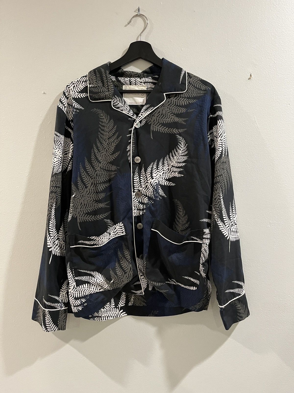 image of Sacai 16Ss Fern Pattern Pajama Shirt in Black, Men's (Size Small)