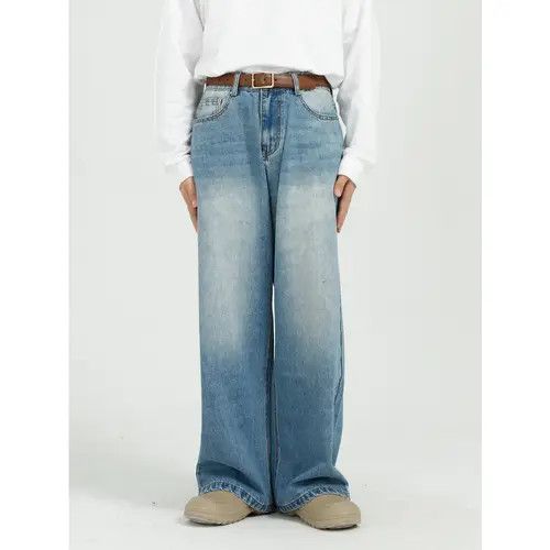 Anime × Japanese Brand × Jean Pants Men's loose all-match blue straight wide-leg jeans Size US 32 / EU 48 - 1 Thumbnail