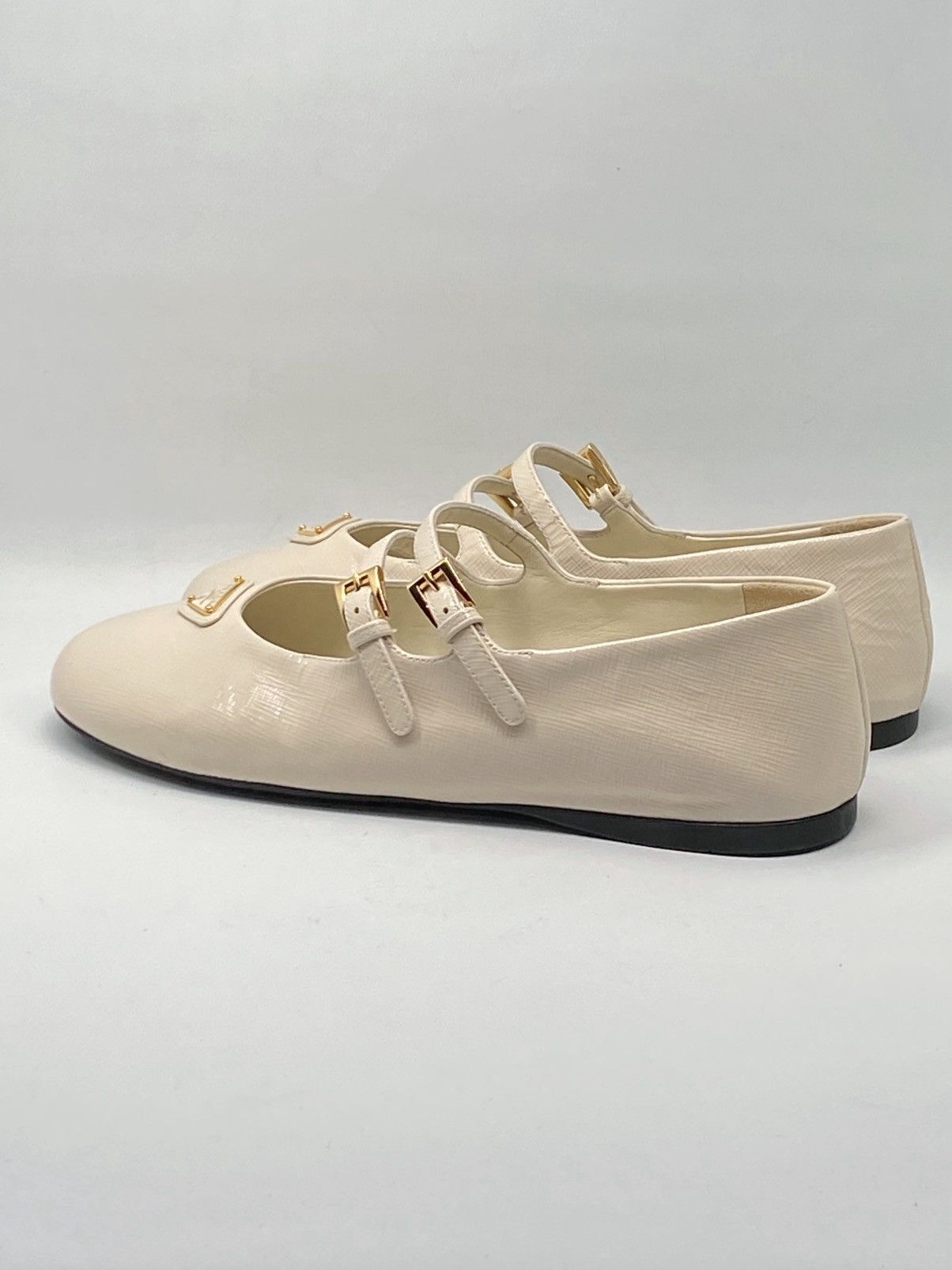 Prada Prada Leather Double-Strap Triangle Logo Ballerina Flats Size US 6 / IT 36 - 6 Thumbnail