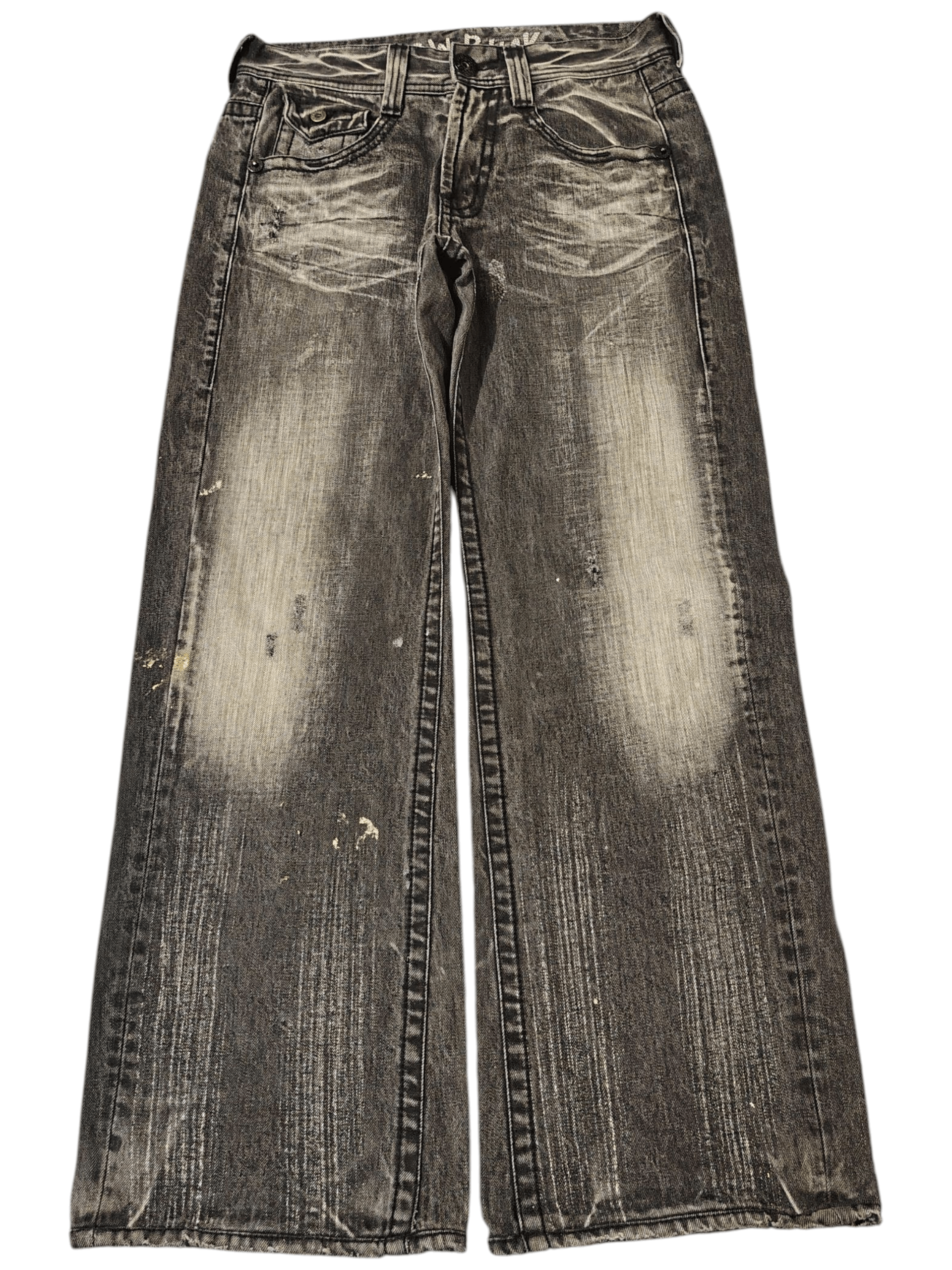 If Six Was Nine Buckaroo Distressed Denim Flared Jeans Baggy Style Buckle Size US 31 - 2 Thumbnail