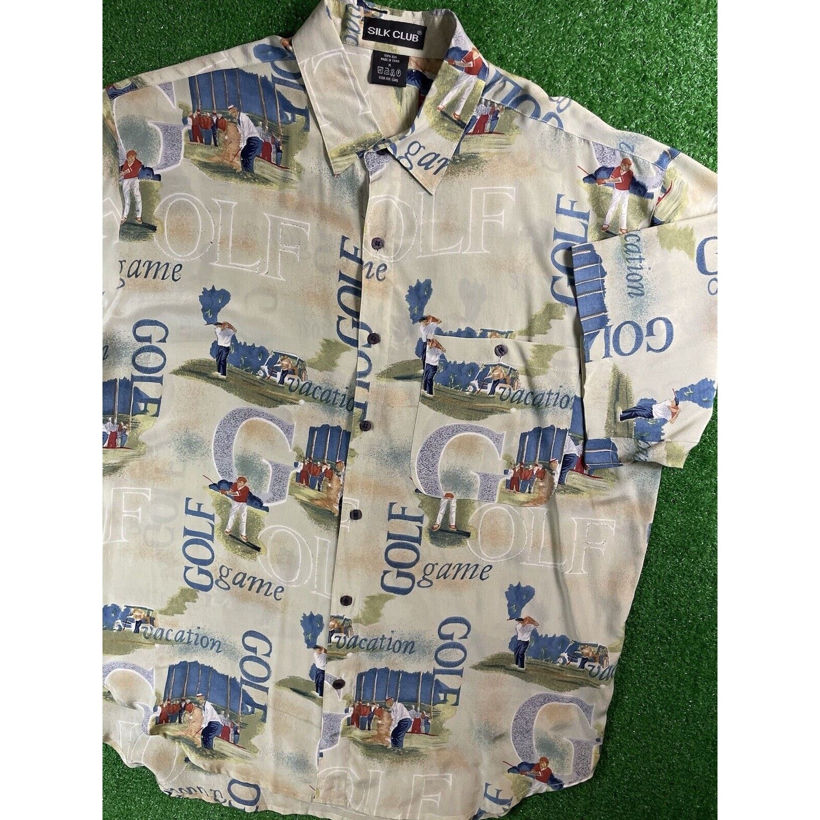 Vintage Vintage 90s Golf Short Sleeve Button Up Medium Silk Shirt Size US M / EU 48-50 / 2 - 1 Thumbnail