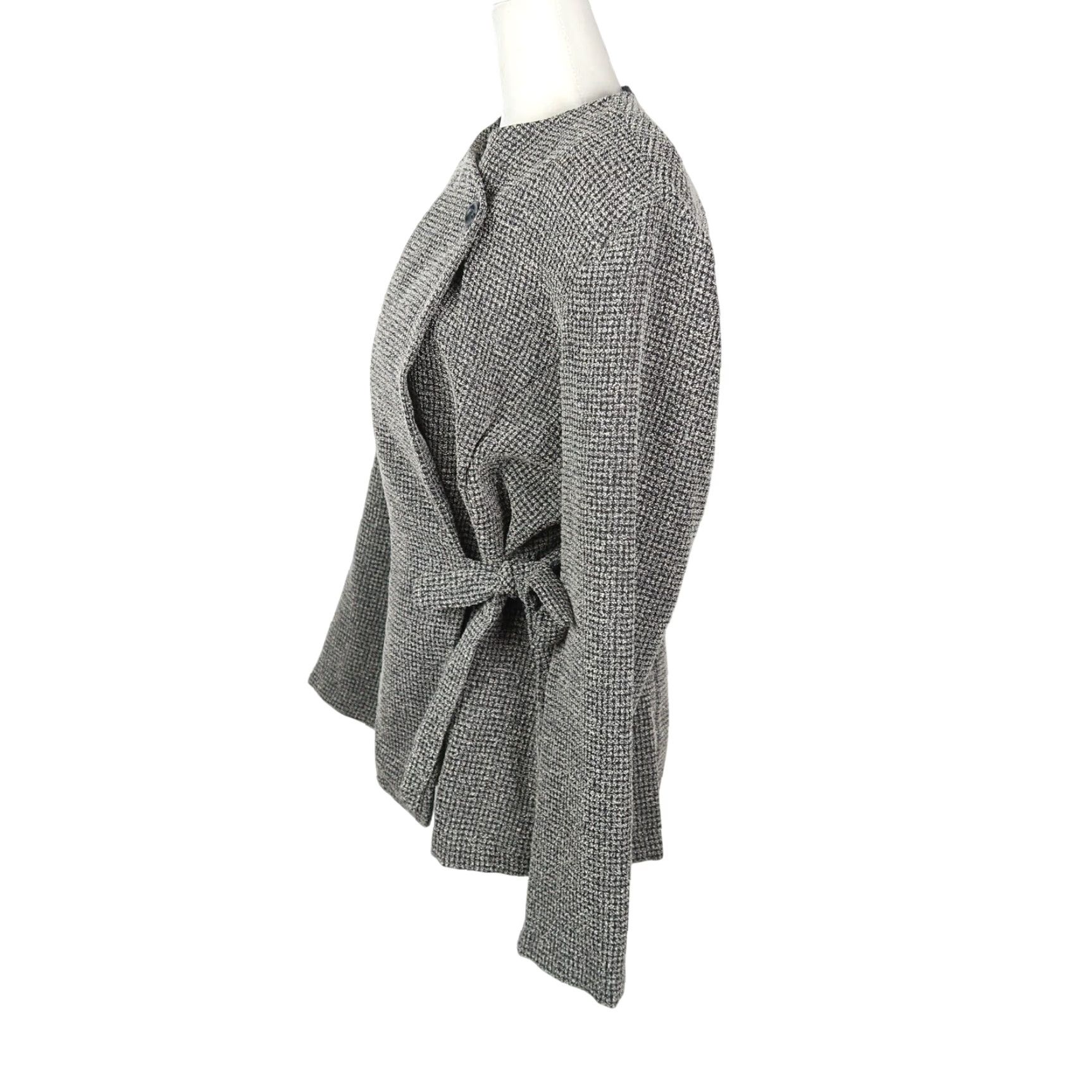 Vintage VINTAGE Connected Blazer Jacket 90s Women Black White Woven Wrap Front Button Tie 16 Mens? Size XXL / US 16-18 / IT 52-54 - 3 Thumbnail