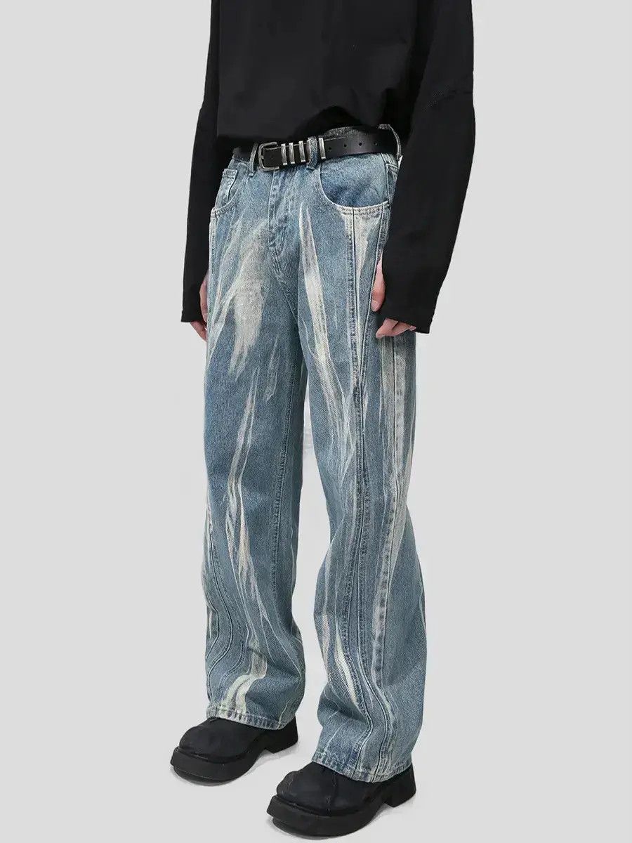 Japanese Brand Retro loose washed tie dye jeans Size US 32 / EU 48 - 1 Thumbnail