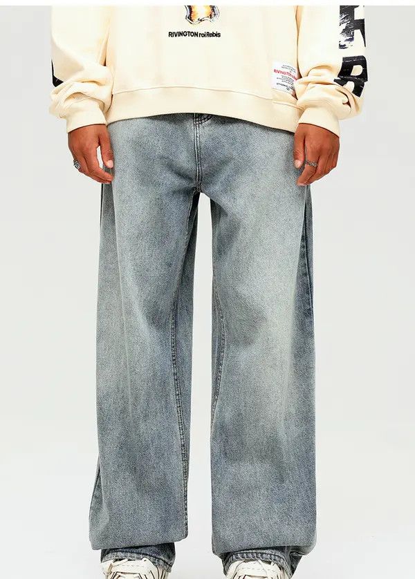 Japanese Brand Vintage washed distressed straight wide-leg casual jeans Size US 32 / EU 48 - 1 Thumbnail