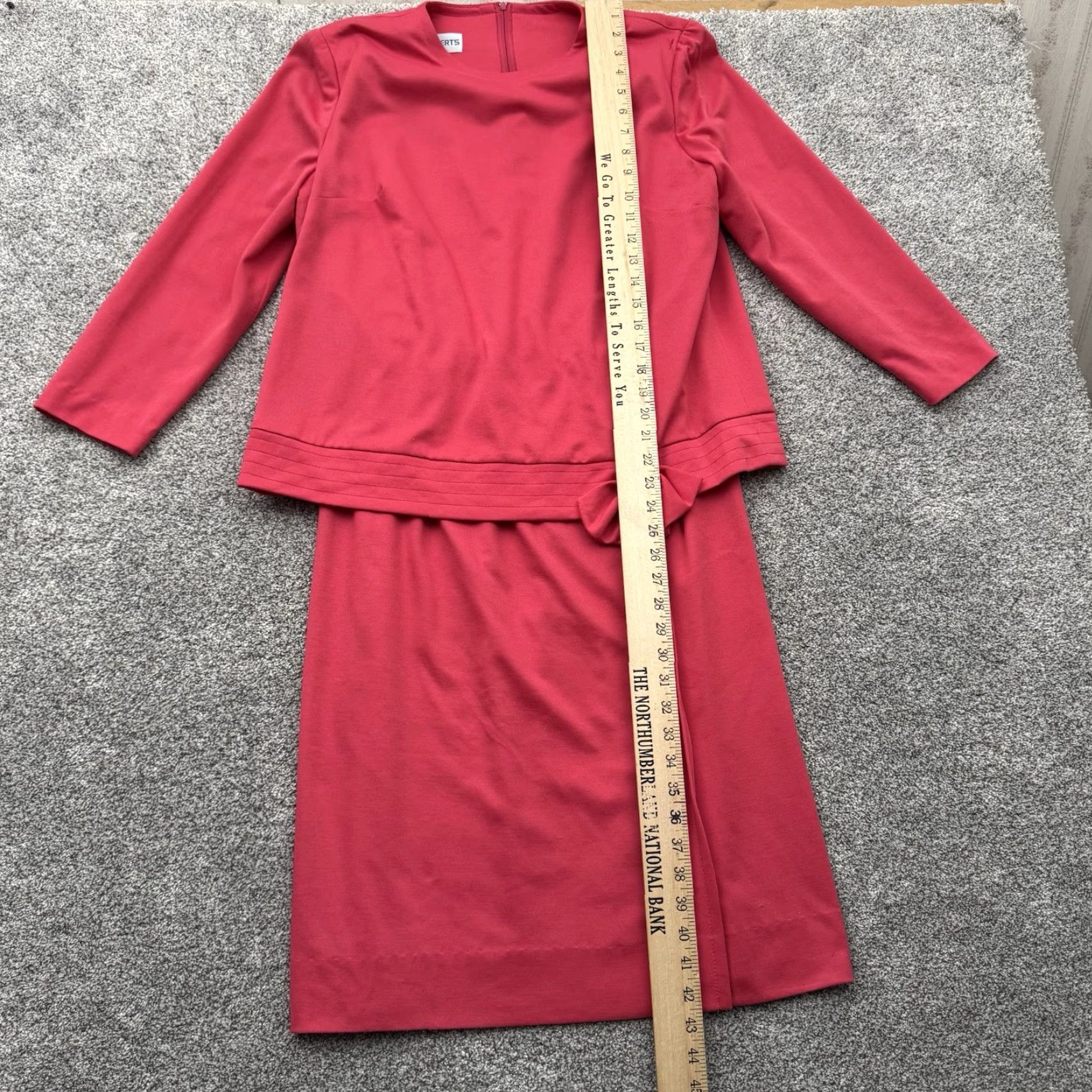 Vintage VINTAGE Diane Roberts Skirt Set Women Sz 13 Office Chic 80s Pink Polyester Midi Sheath Bow USA Womens Size 34" / US 12 / IT 48 - 3 Thumbnail