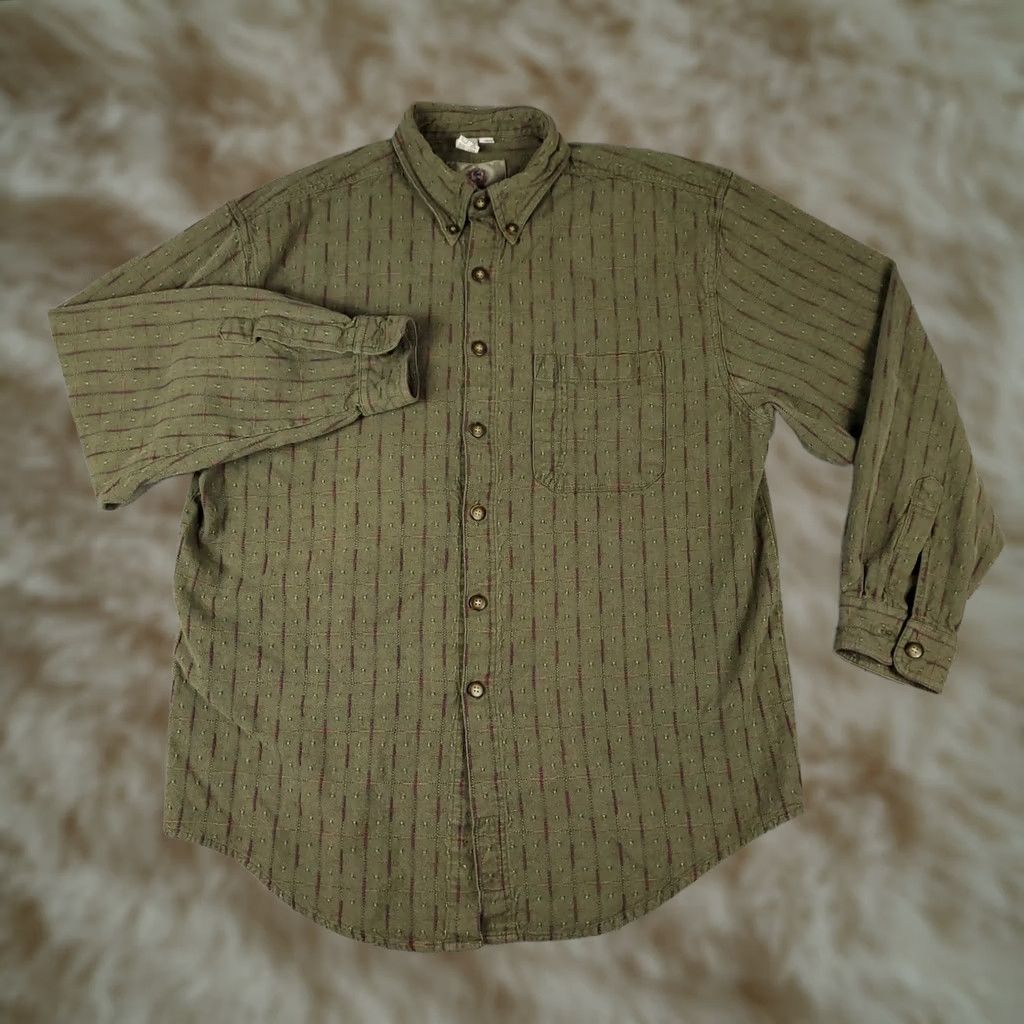 The Territory Ahead Territory Ahead Shirt Mens XL Green Knit Button-Up Long Sleeve Size US XL / EU 56 / 4 - 1 Thumbnail
