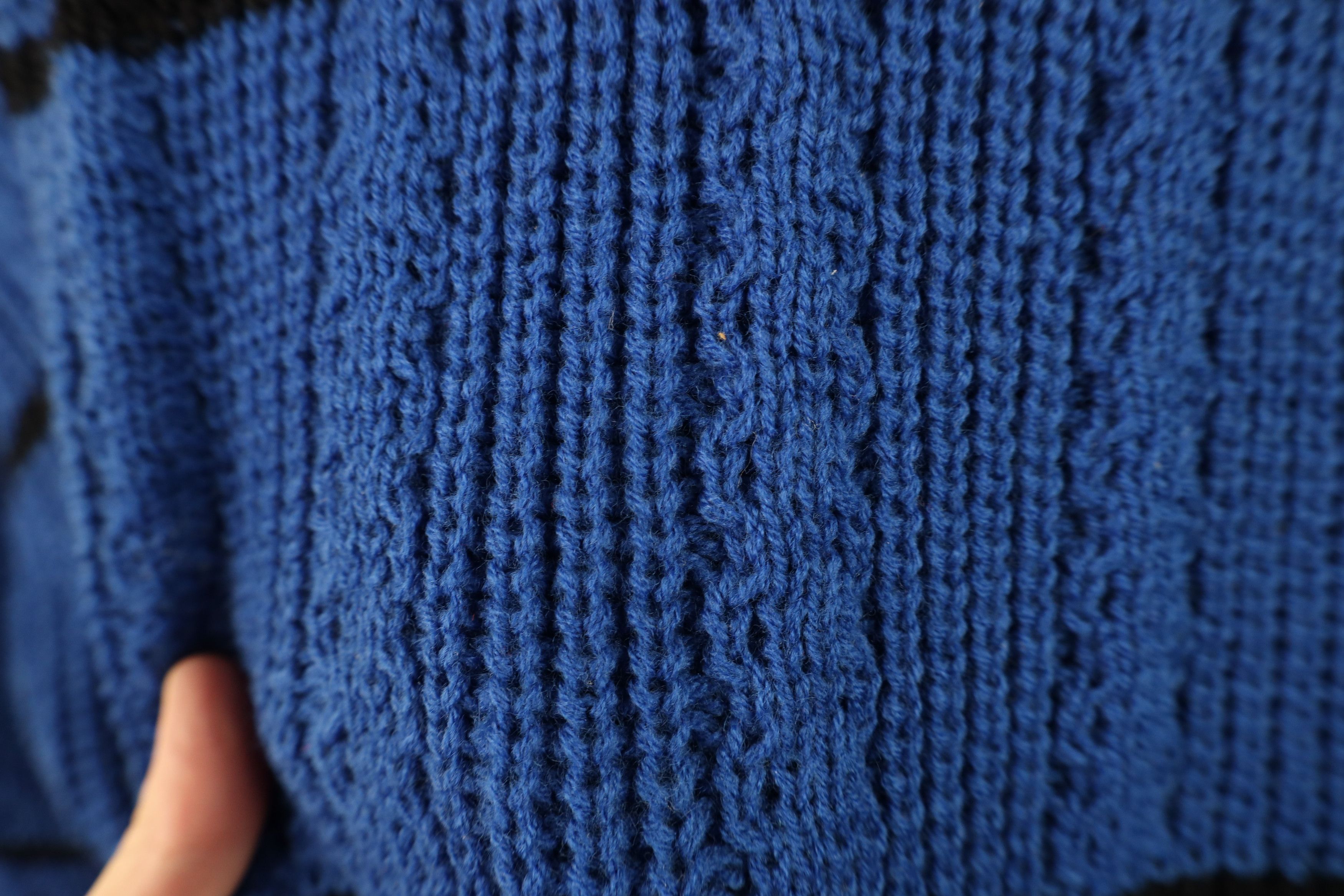 Vintage Vintage 90s Streetwear Ribbed Chunky Cable Knit Sweater Blue Size US L / EU 52-54 / 3 - 5 Thumbnail