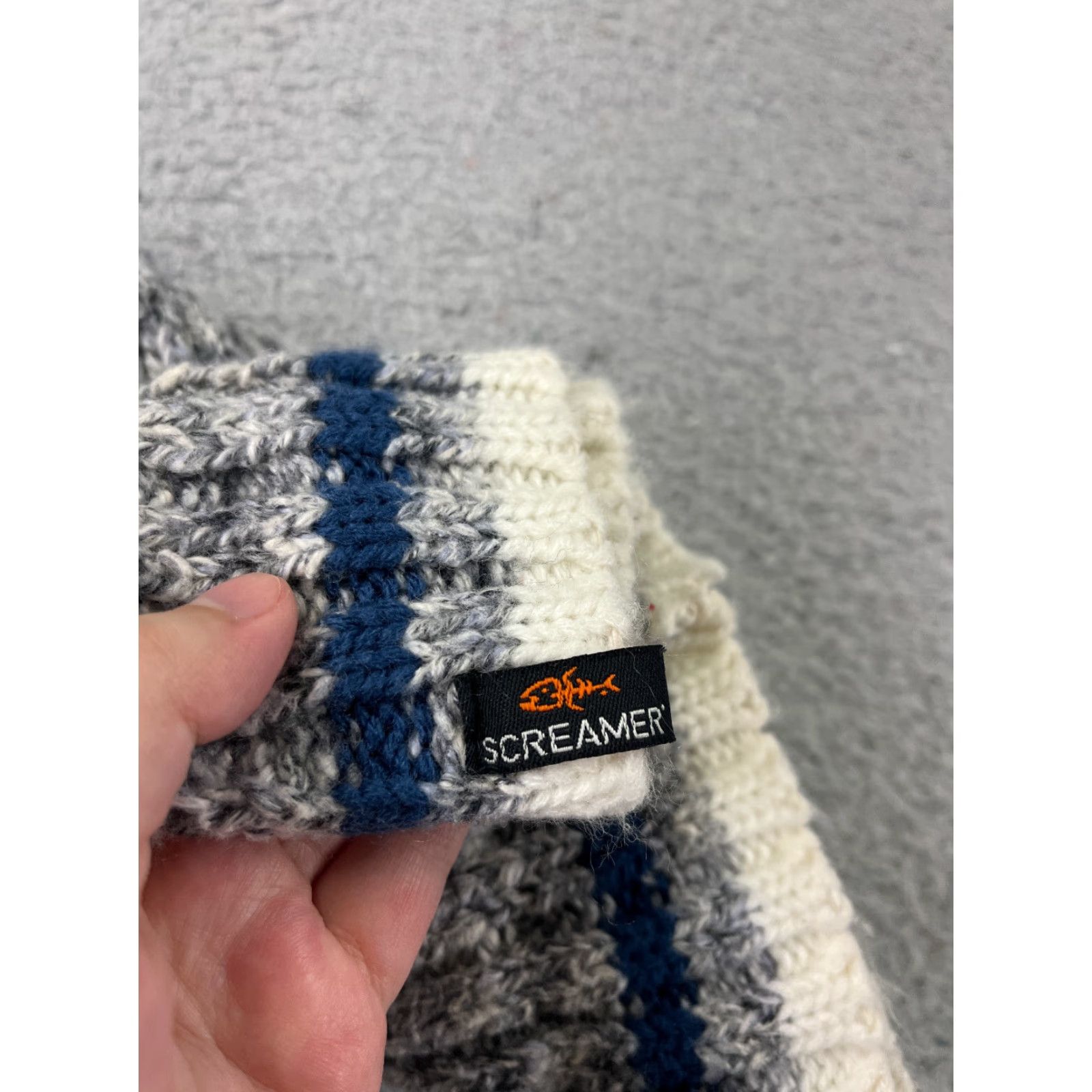 Vintage Screamer Beanie Toque Adult One Size Gray Blue Knit Snow Acrylic Ski Size ONE SIZE - 2 Thumbnail