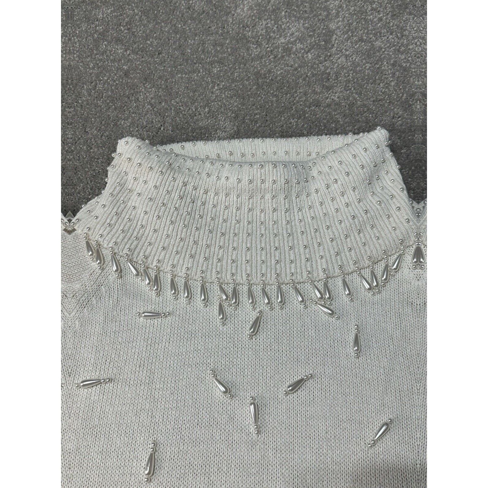 Other Vintage 80s Pearl Sweater Womens Plus 1X Winter Holiday Size XL / US 12-14 / IT 48-50 - 4 Thumbnail