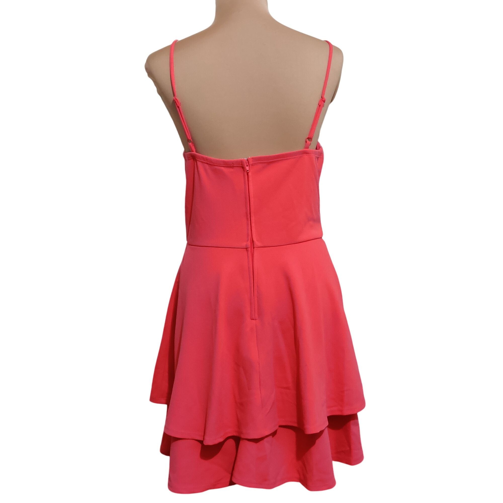 Other Trixxi Coral Tiered Mini Party Dress Notch Fit Flare Barbiec Size L / US 10 / IT 46 - 2 Thumbnail