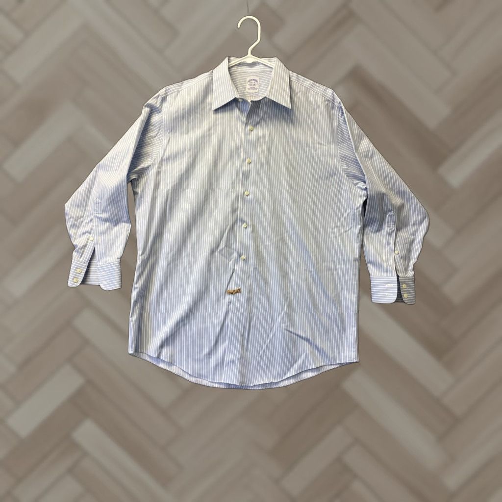 Brooks Brothers VINTAGE Brooks Brothers Dress Shirt Mens 16.5 Blue Long Sleeve Button Up Business Casual Formal Wedding 90s Mens Size US L / EU 52-54 / 3 - 1 Thumbnail
