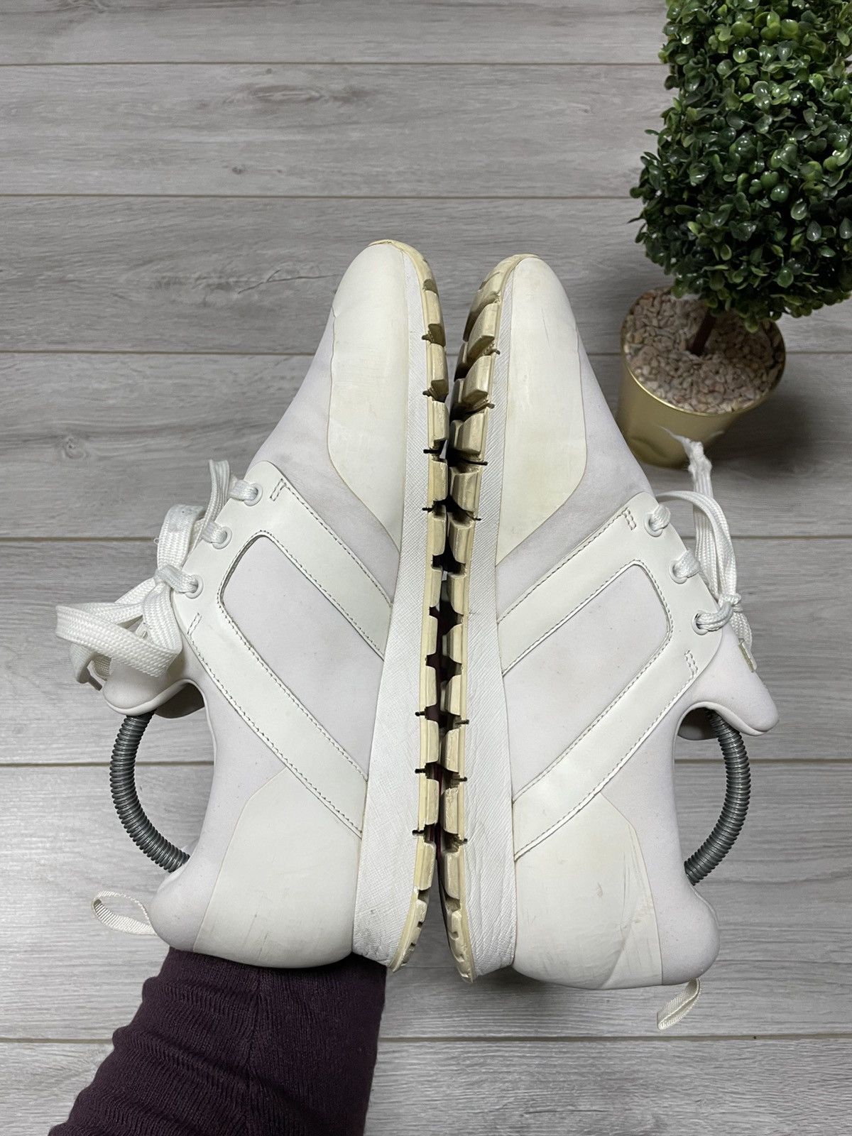 Prada Prada white tab sneakers logo Size US 11.5 / EU 44-45 - 4 Thumbnail