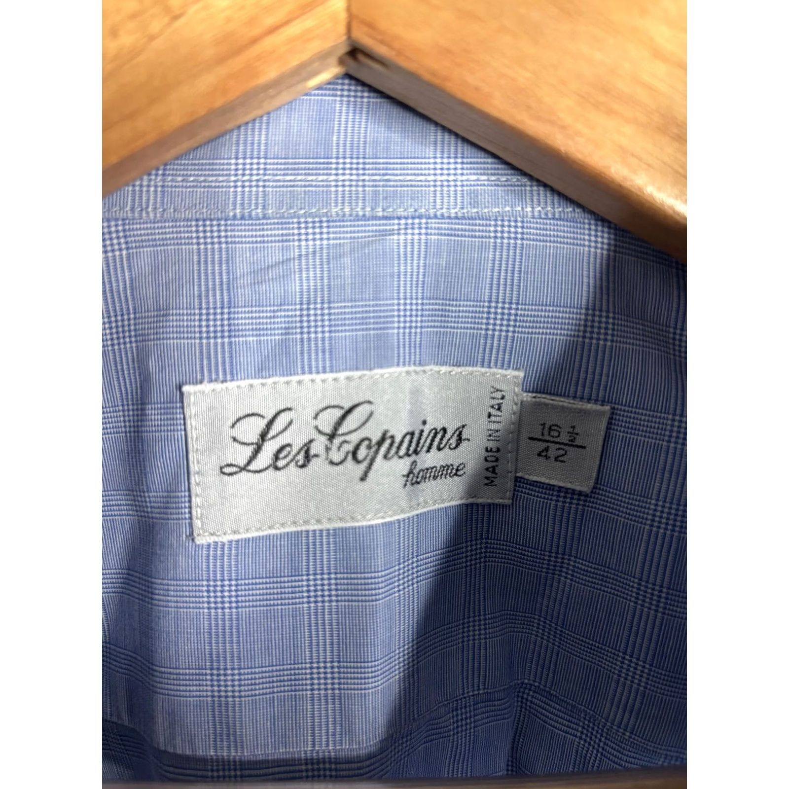 Les Copains Les Copains Shirt Mens 16.5 Blue Check Made In Italy Dress Long Sleeve Shirt Dress Shirt Mens Blue Check 16.5 Italy Business Workwear Size 46R - 4 Thumbnail