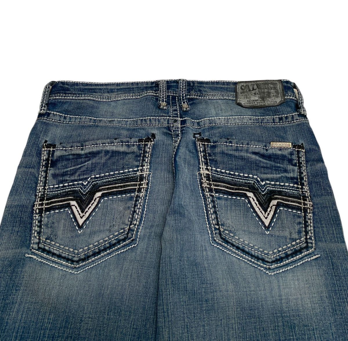 Le Grande Bleu (L.G.B.) Rare Design Vintage Brand Salvage Bootcut Flared Jeans 2000s Size US 35 - 4 Thumbnail