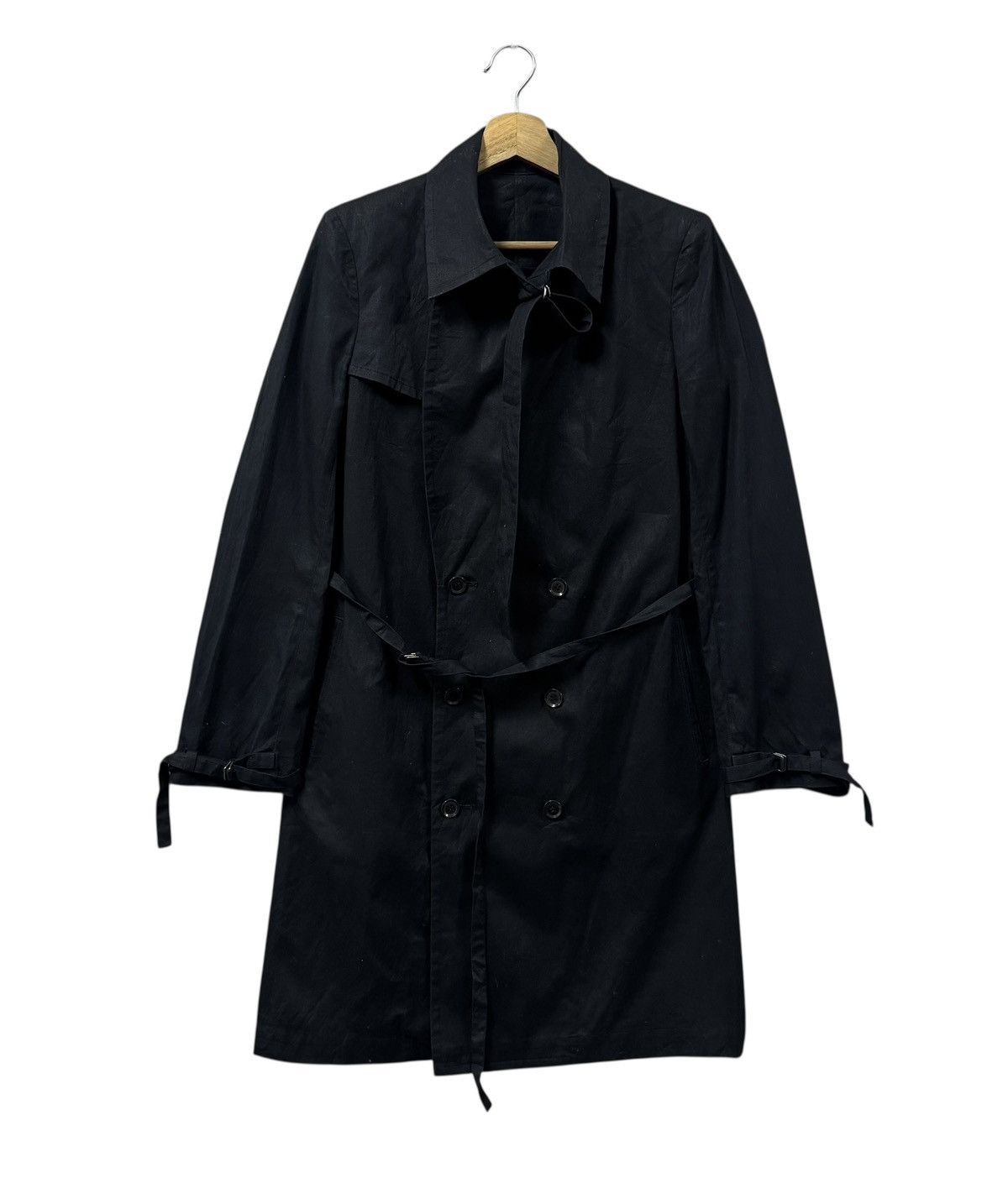 Yohji Yamamoto Vtg🔥Y’s Red Label Black Trench Coat Bondage Double Breasted Size US M / EU 48-50 / 2 - 2 Thumbnail