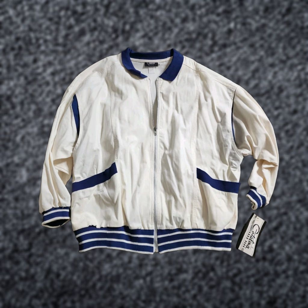 Catalina VINTAGE Catalina Jacket Woman's 24W Cotton Blend Plus Ivory 1980s Bomber Sailing Boating Classic Shirt/Outerwear Mens? Size 4XL / US 24-26 - 1 Thumbnail