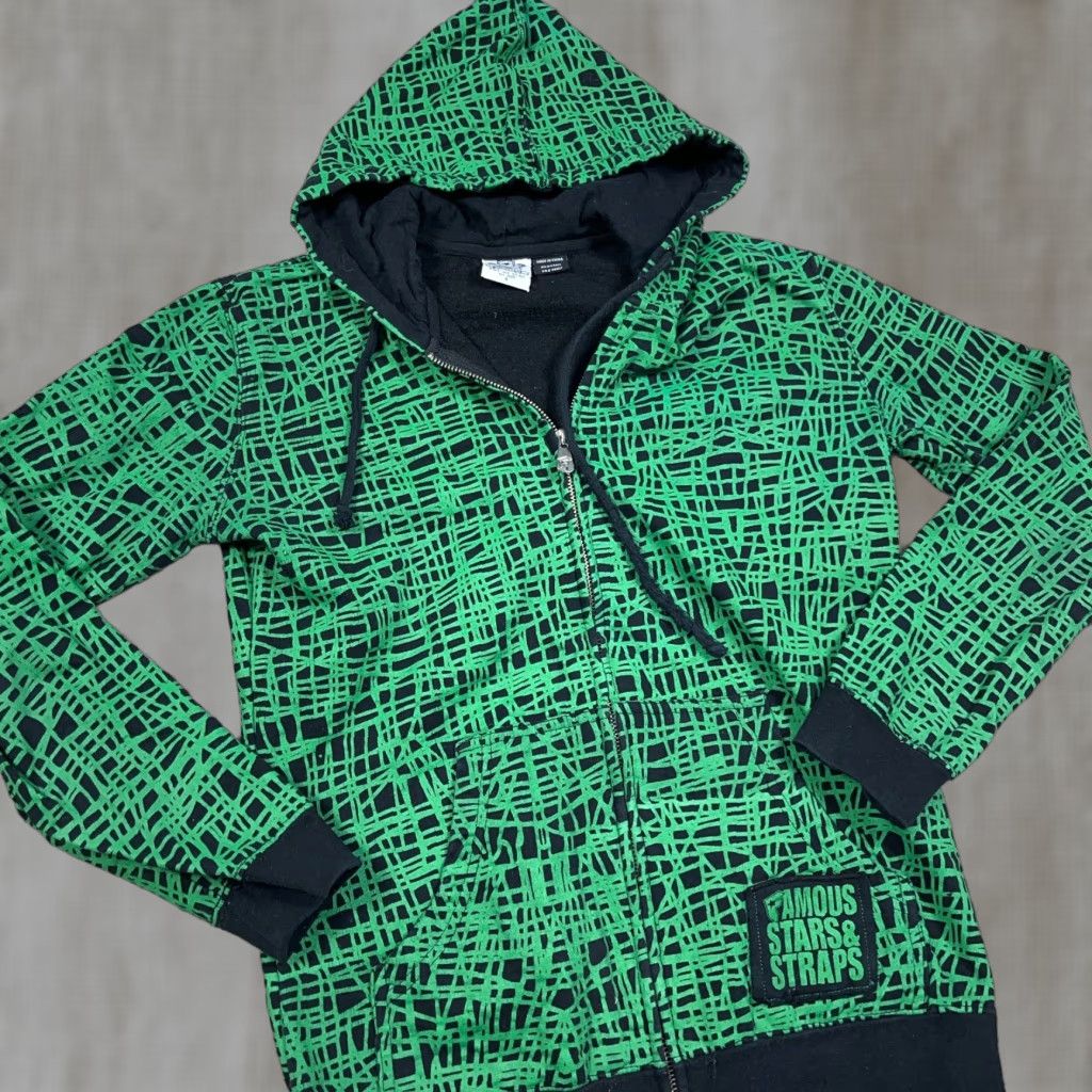 Vintage VINTAGE Famous Stars & Straps Hoodie Women S Green Full Zip AOP Logo 90s Sworn Beach Southwestern Mens Women Girls Size S / US 4 / IT 40 - 1 Thumbnail