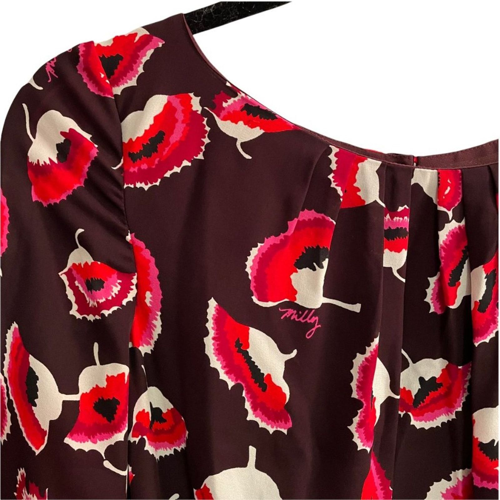 MILLY Milly Silk Floral Tie-Sleeve Romper Size 27" / US 4 / IT 40 - 5 Thumbnail