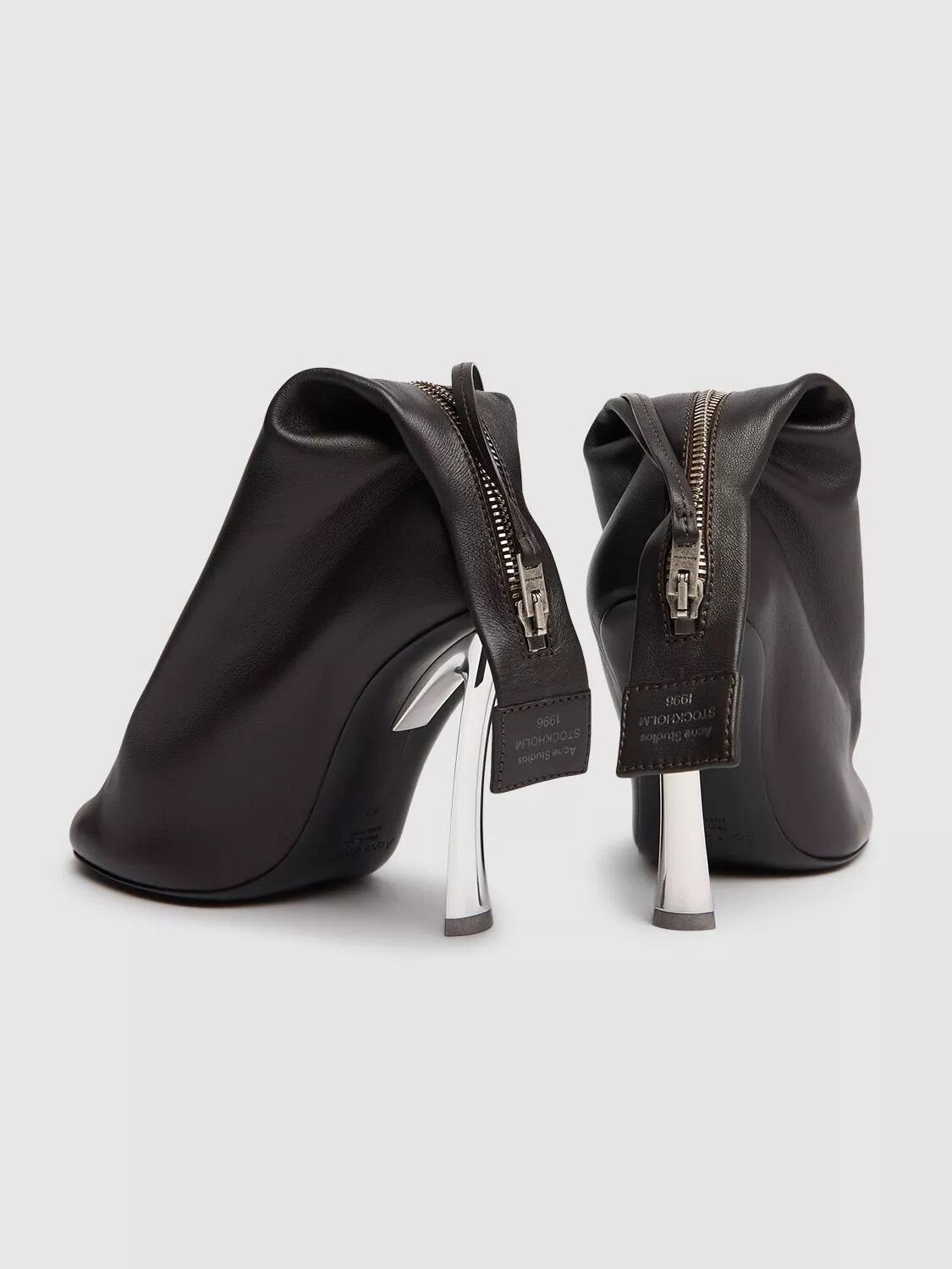 Acne Studios ACNE STUDIOS $1150 Dark Brown Leather 100mm Zip Pumps New Size US 7 / IT 37 - 3 Thumbnail