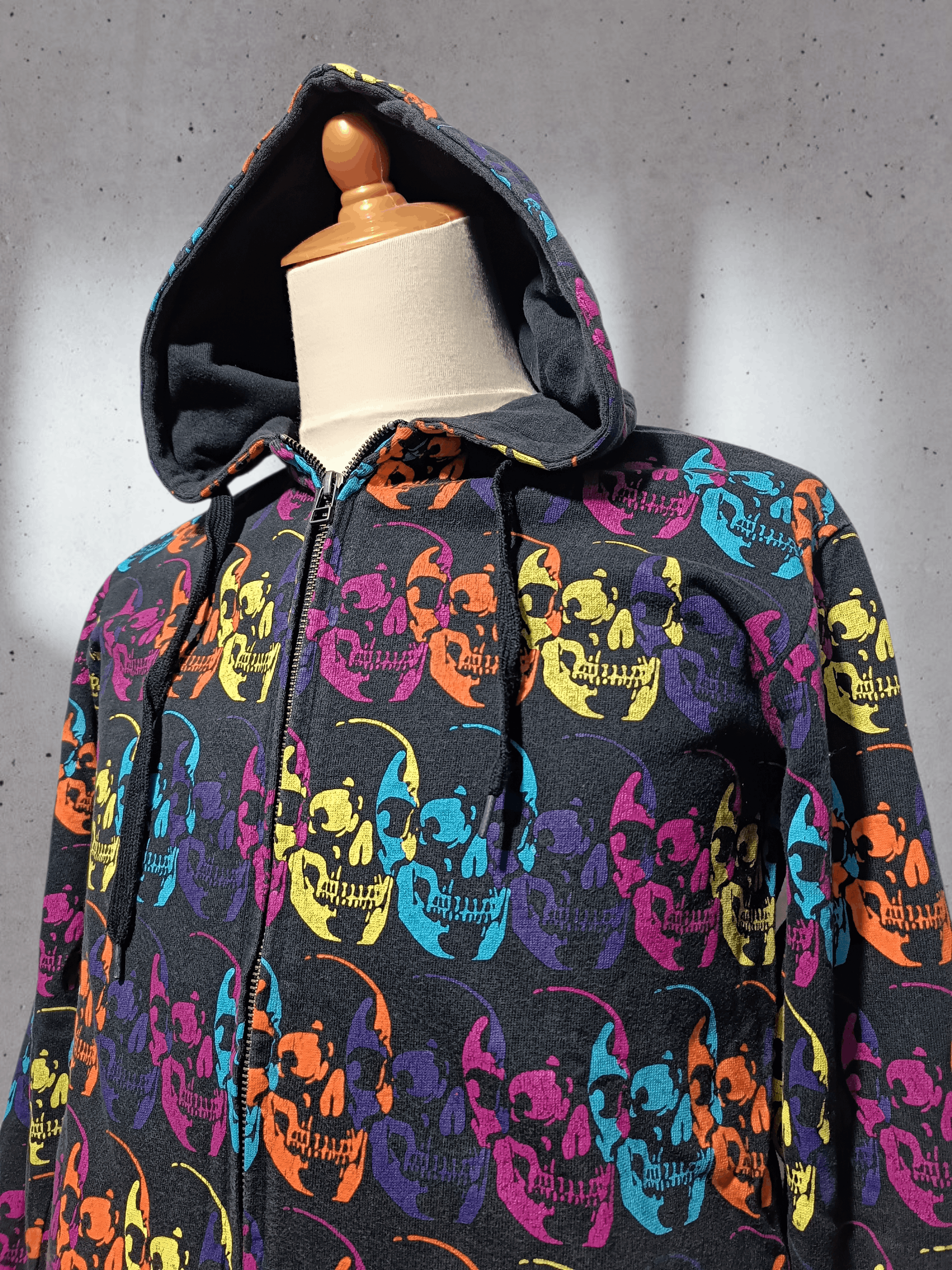 Japanese Brand Vintage Over Print Skull Zip Hoodie Size US M / EU 48-50 / 2 - 2 Thumbnail