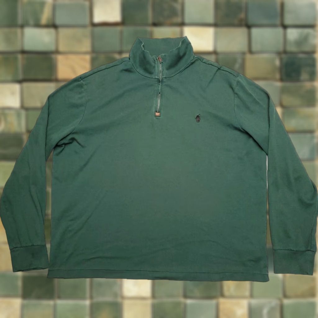 Polo Ralph Lauren Polo Ralph Lauren Sweater Mens XL Green 1/4 Zip Pullover 100% Cotton Pony Size US XL / EU 56 / 4 - 1 Thumbnail
