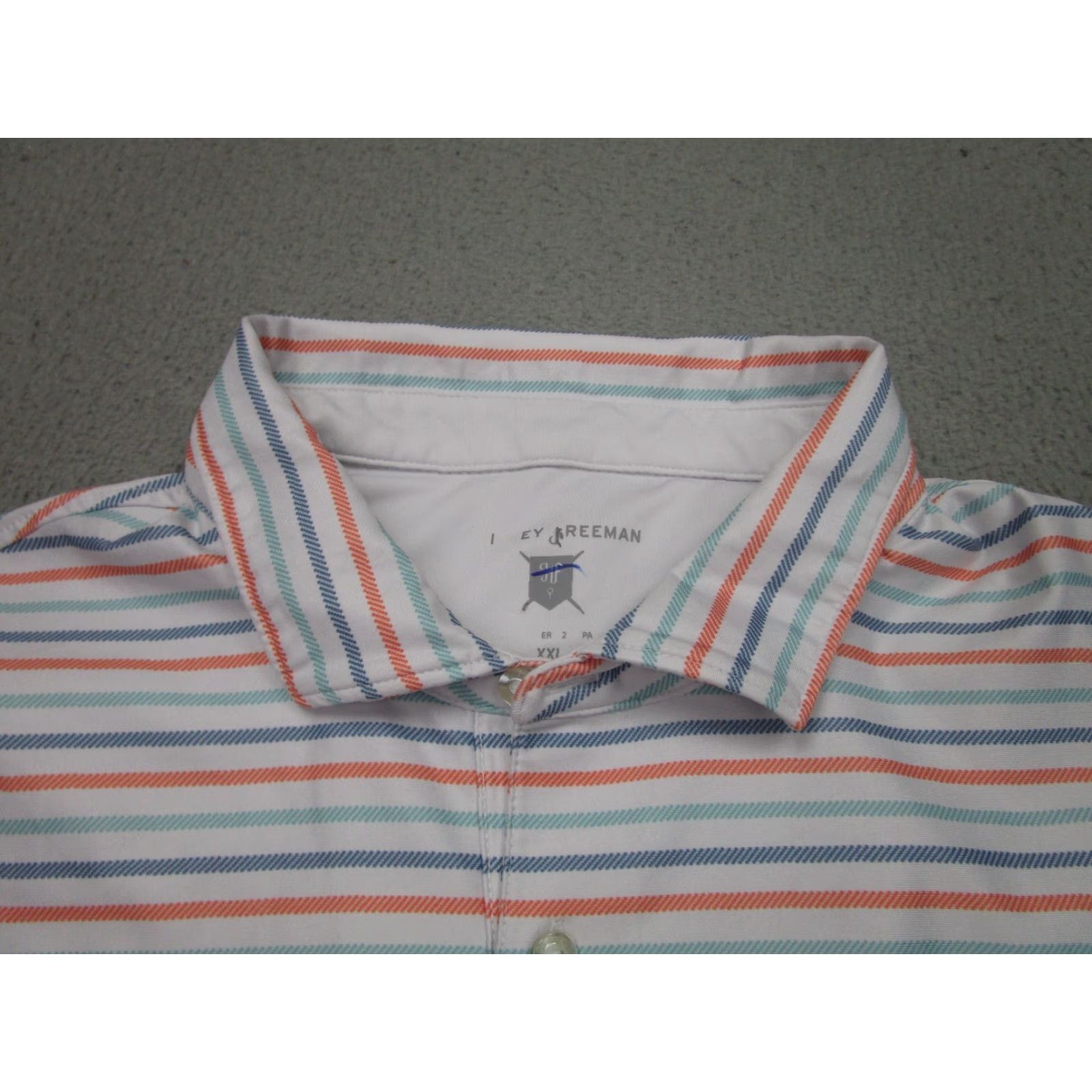 Vintage Hickey Freeman Polo Shirt Mens 2XL White Blue Striped Stretch Performance Golf Casual Workwear Short Sleeve Polo Shirt Size US XXL / EU 58 / 5 - 4 Thumbnail