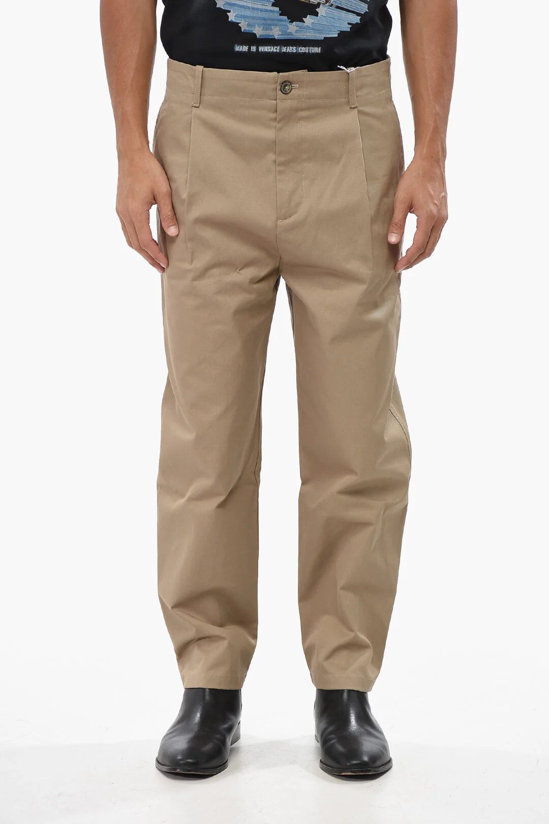 Valentino og1mm0426 Single-Pleat Straight-Leg Pant in Beige Size US 30 / EU 46 - 1 Thumbnail