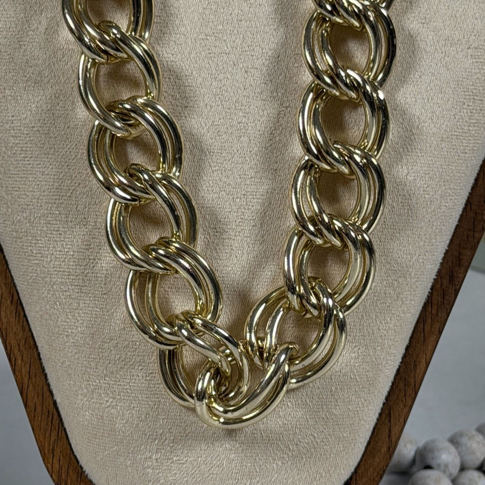 Vintage VTG Statement Necklace Chunky Gold-Tone Double Curb Link Size ONE SIZE - 5 Thumbnail