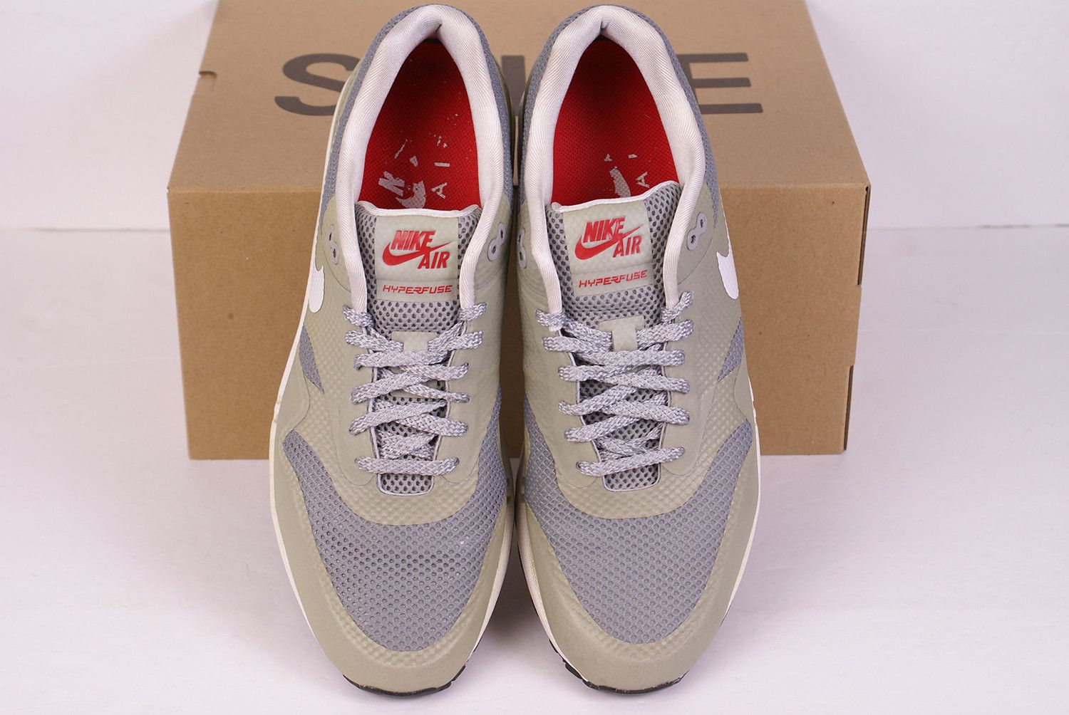 Nike 2012 Nike Air Max 1 Hyperfuse MATTE SILVER Red Black White Size US 10.5 / EU 43-44 - 7 Thumbnail