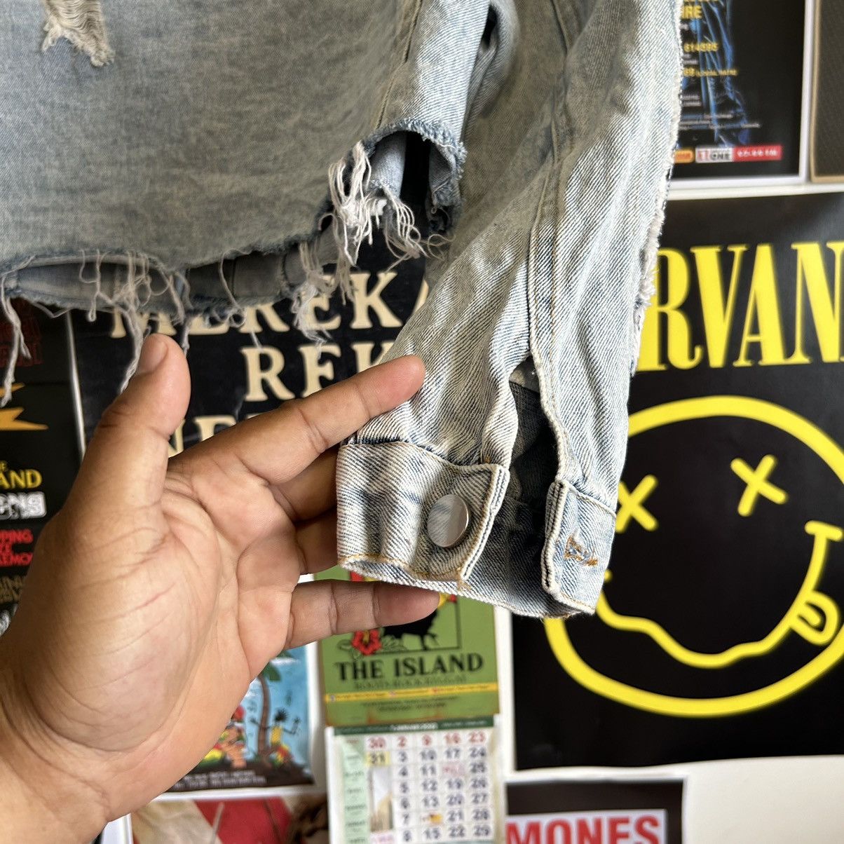 Vintage Vintage Narcissus Crop Top Distressed Denim Jacket Size L / US 10 / IT 46 - 9 Thumbnail