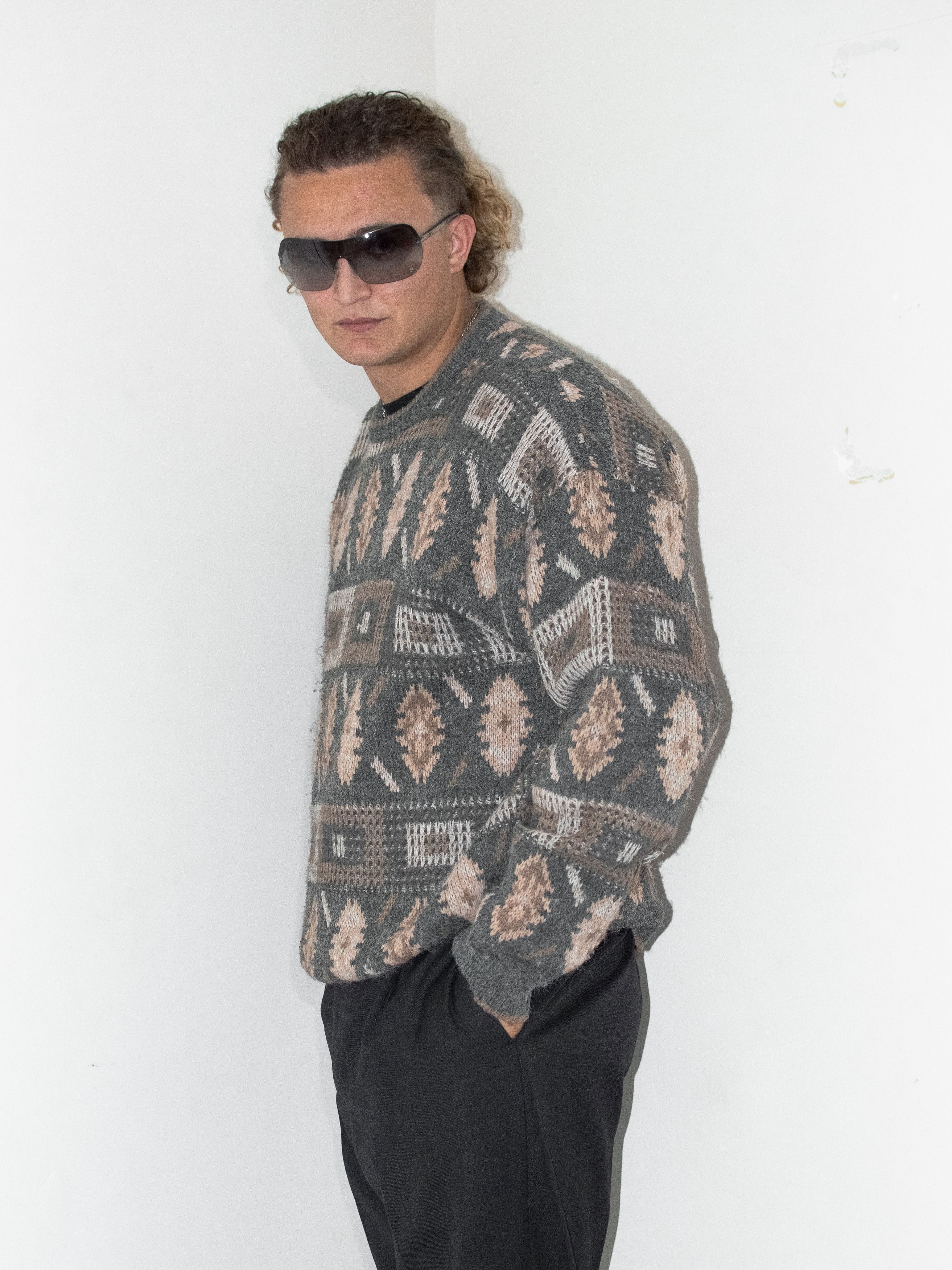 Designer × Vintage Vintage 90s Chunky Geometric Crazy Pattern Sweater Size US XL / EU 56 / 4 - 4 Thumbnail