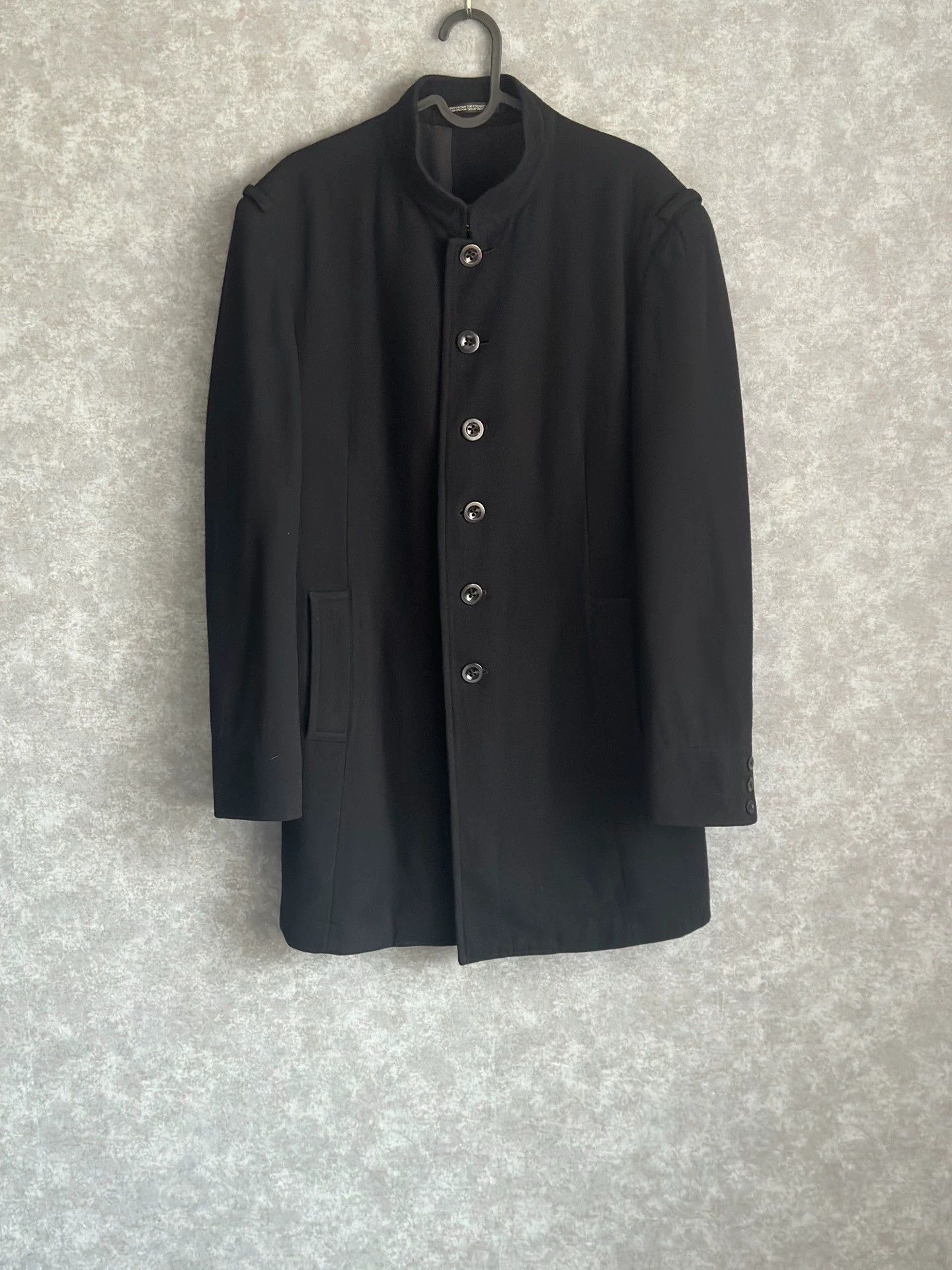 Yohji Yamamoto Yohji Yamamoto Pour 07Aw Black Stand Collar Wool Coat -DMC Size US M / EU 48-50 / 2 - 1 Thumbnail
