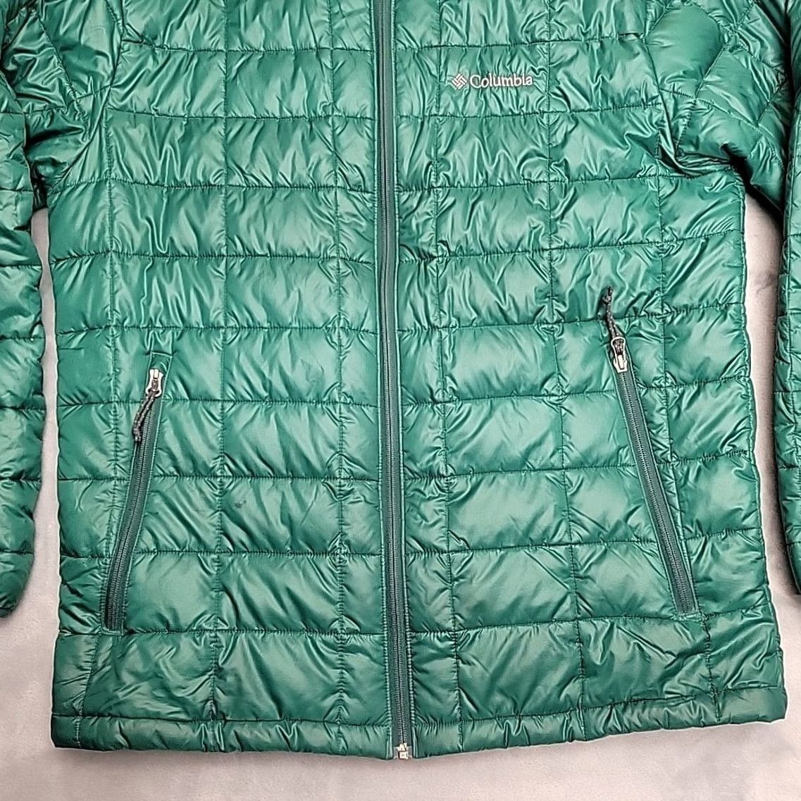 Vintage Columbia Turbo Puffer Down Jacket Mens L Green Omni Heat 650TD Full Zip Jacket Size US L / EU 52-54 / 3 - 2 Thumbnail