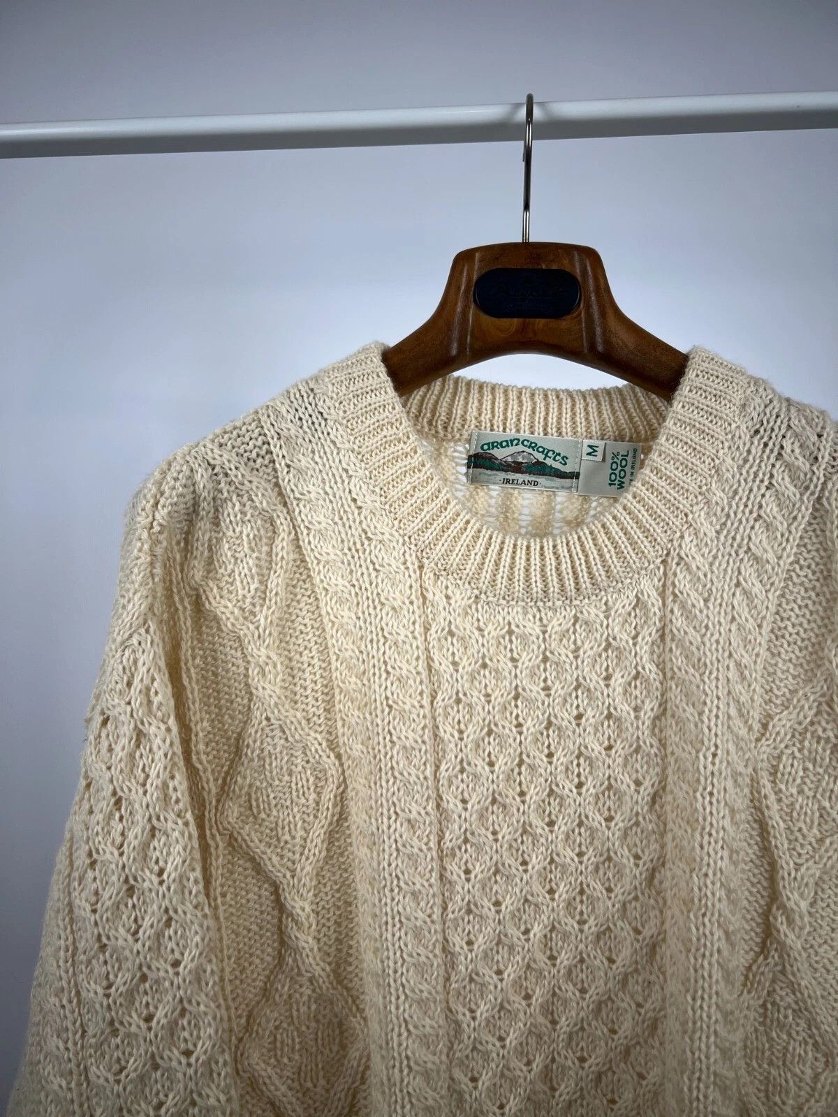 Aran Crafts Aran Crafts Ivory Cable Knit Crewneck Wool Fisherman Sweater Size US M / EU 48-50 / 2 - 3 Thumbnail
