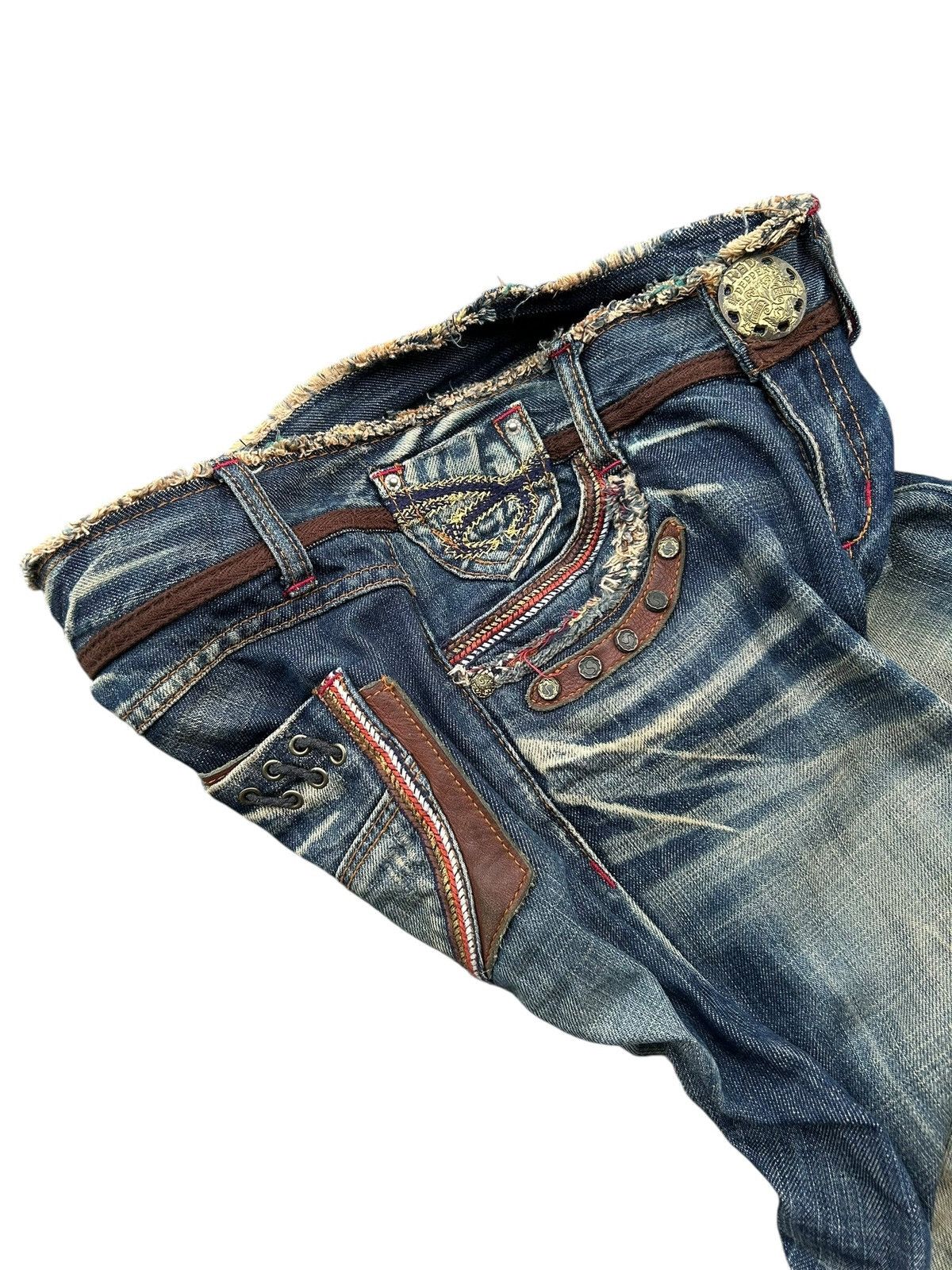 If Six Was Nine × KMRii × Le Grande Bleu (L.G.B.) ☠️ Red Papper Japanese Punk Rusty Faded Denim Jeans Lowrise Size US 30 / EU 46 - 3 Thumbnail