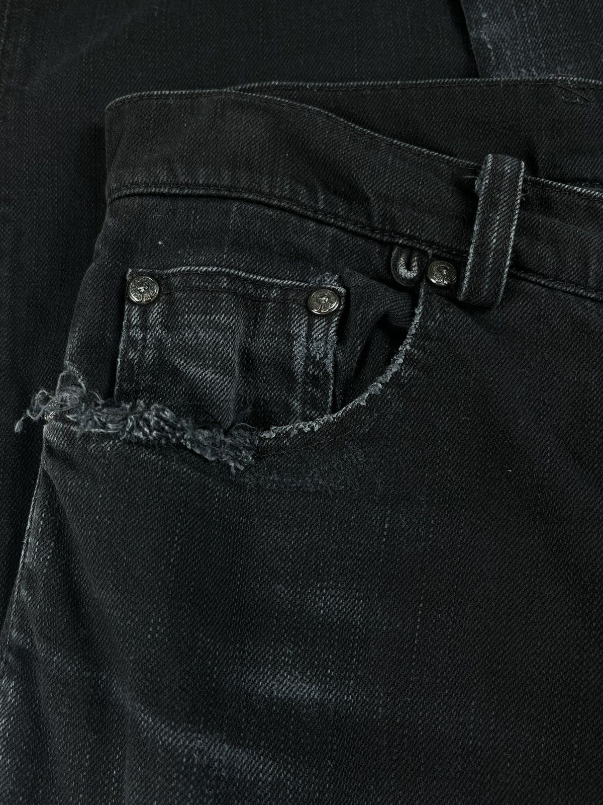 Chrome Hearts Chrome Hearts Thrashed Fleur Knee Bootcut Faded Denim Jeans Size US 30 / EU 46 - 6 Thumbnail
