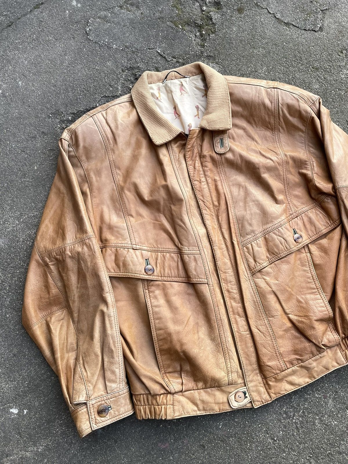 Vintage Washed Brown Retro 90s Genuine Real Leater Bomber Punk Rock Size US XL / EU 56 / 4 - 3 Thumbnail