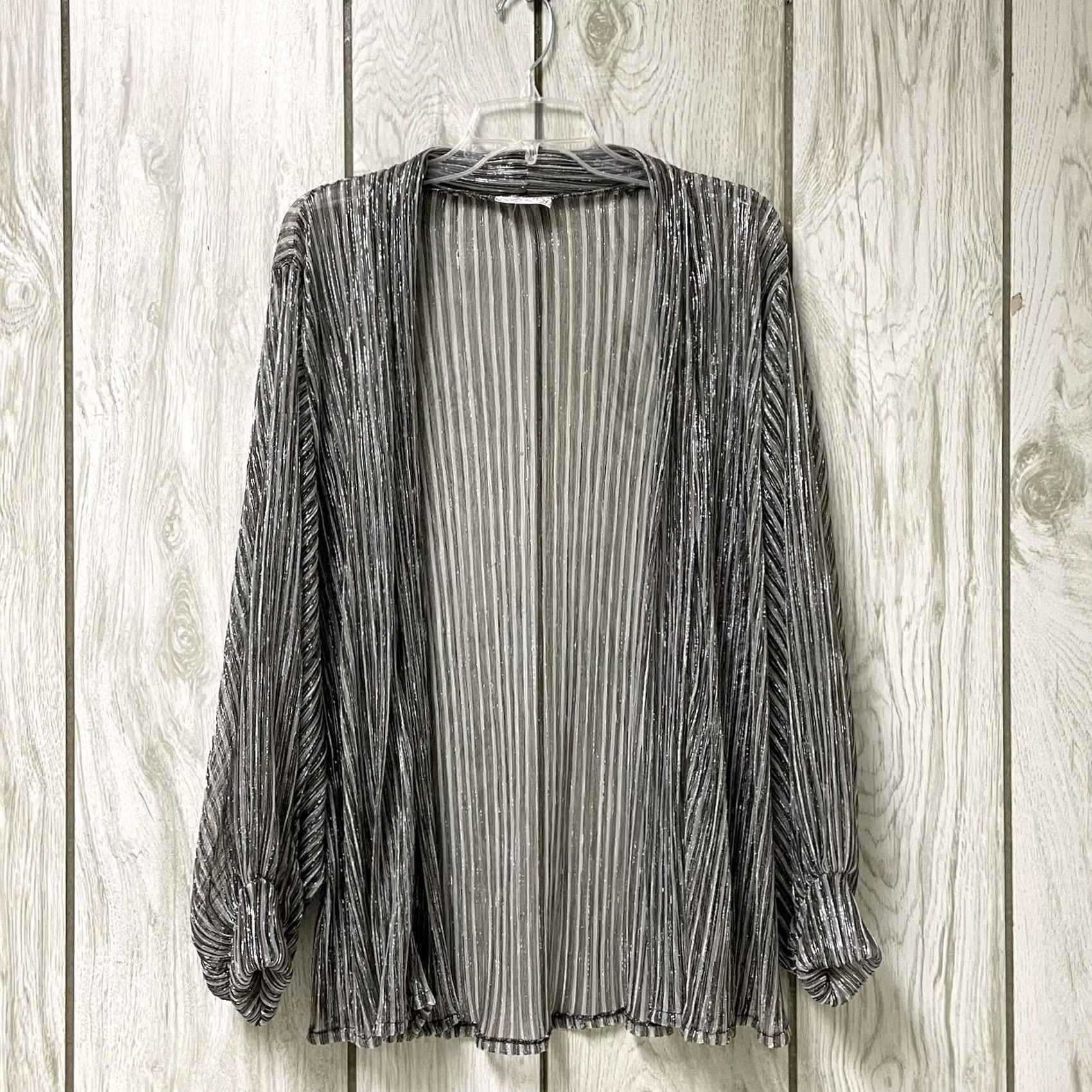Free People Free People Women Patina Green Shimmer Striped Open Front Kimono Cardigan OS Size ONE SIZE - 3 Thumbnail