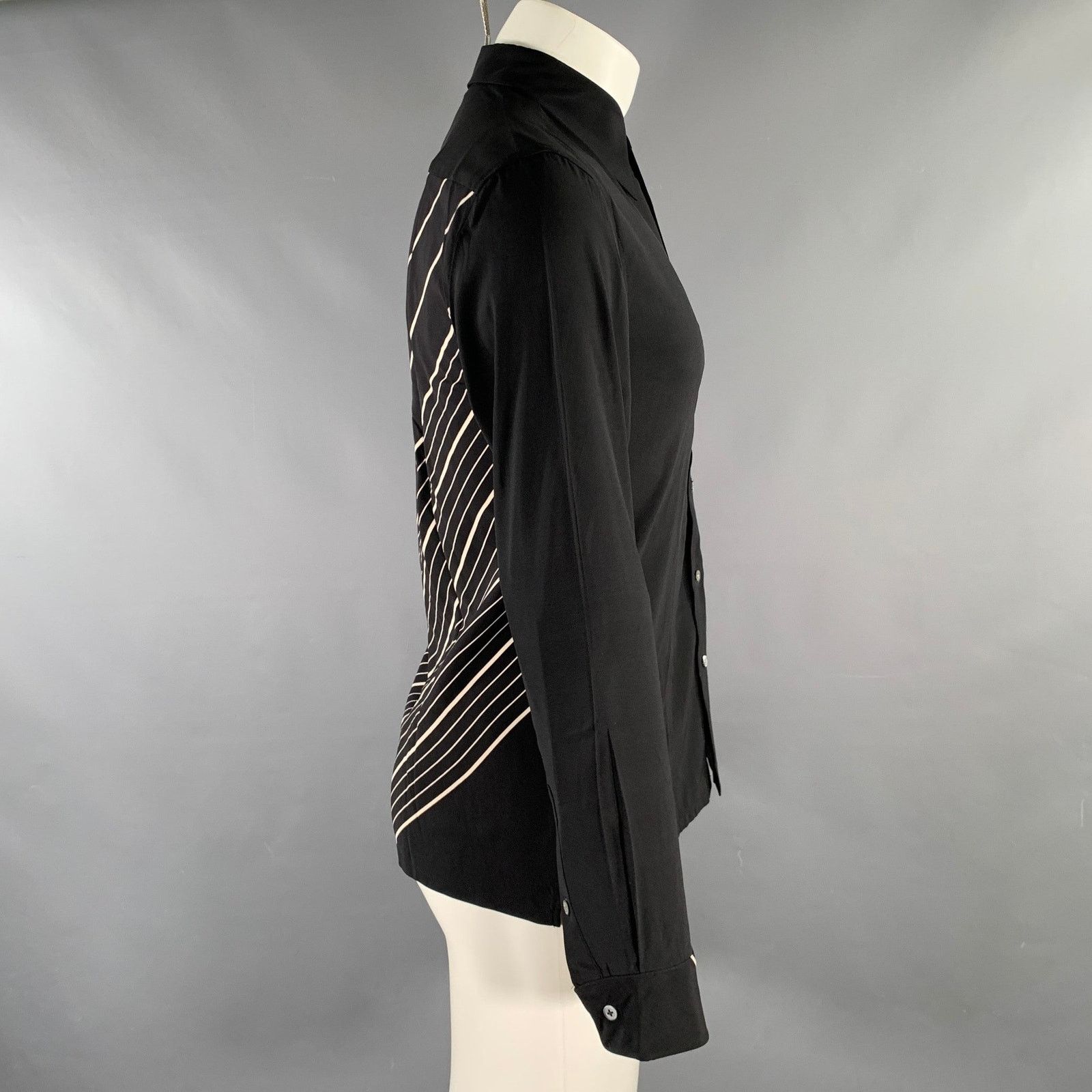 Theory Size S Black Stripe Silk Blend Button Up Long Sleeve Shirt Size US S / EU 44-46 / 1 - 3 Thumbnail
