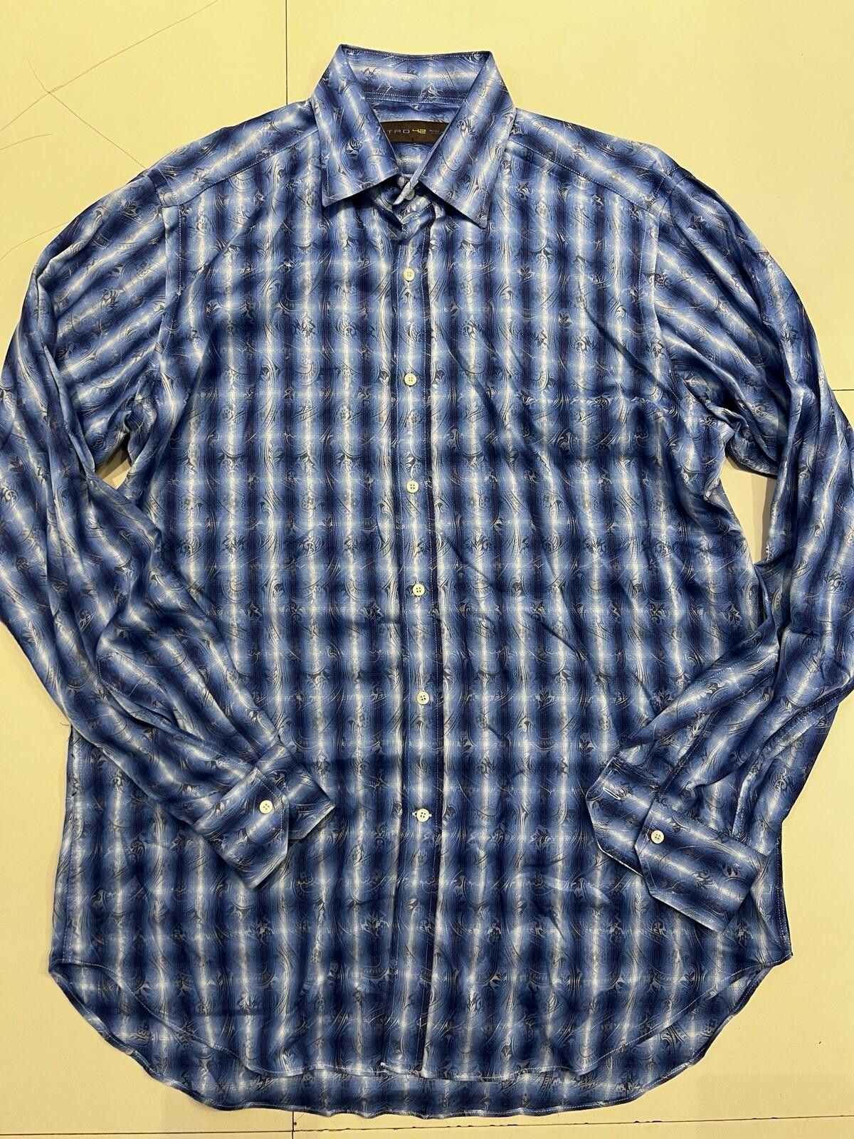 Etro Mens 42 Etro Milano Cotton blue Pattern button shirt Size US L / EU 52-54 / 3 - 1 Thumbnail