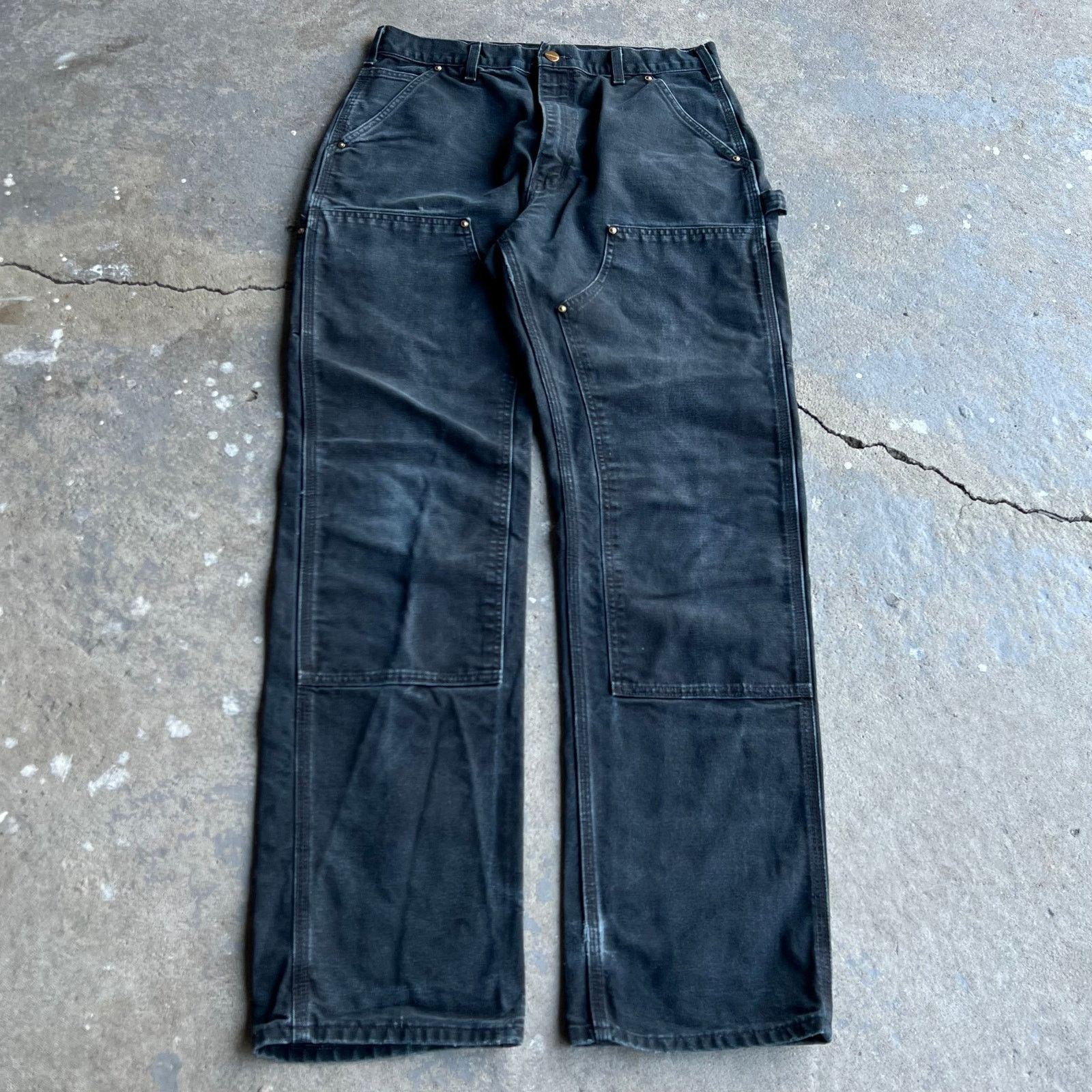 Vintage carhartt black double knee work wear carpenter pants