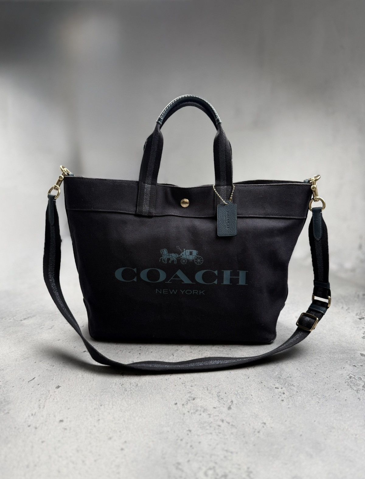Coach Vintage Coach New York Navi Canvas Tote Bag with Blue Strap Size ONE SIZE - 8 Thumbnail